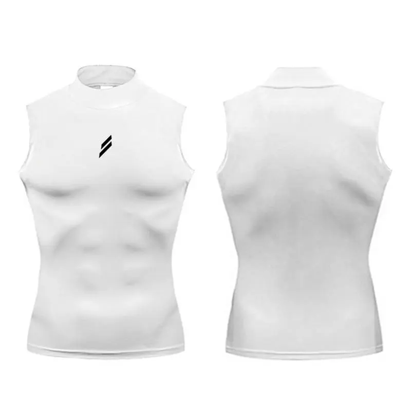 Compression Shirt Summer Men Gym Tank Tops Muscle Fitness Clothing Turtleneck Sport Sleeveless T Shirt Bodybuilding Running Vest