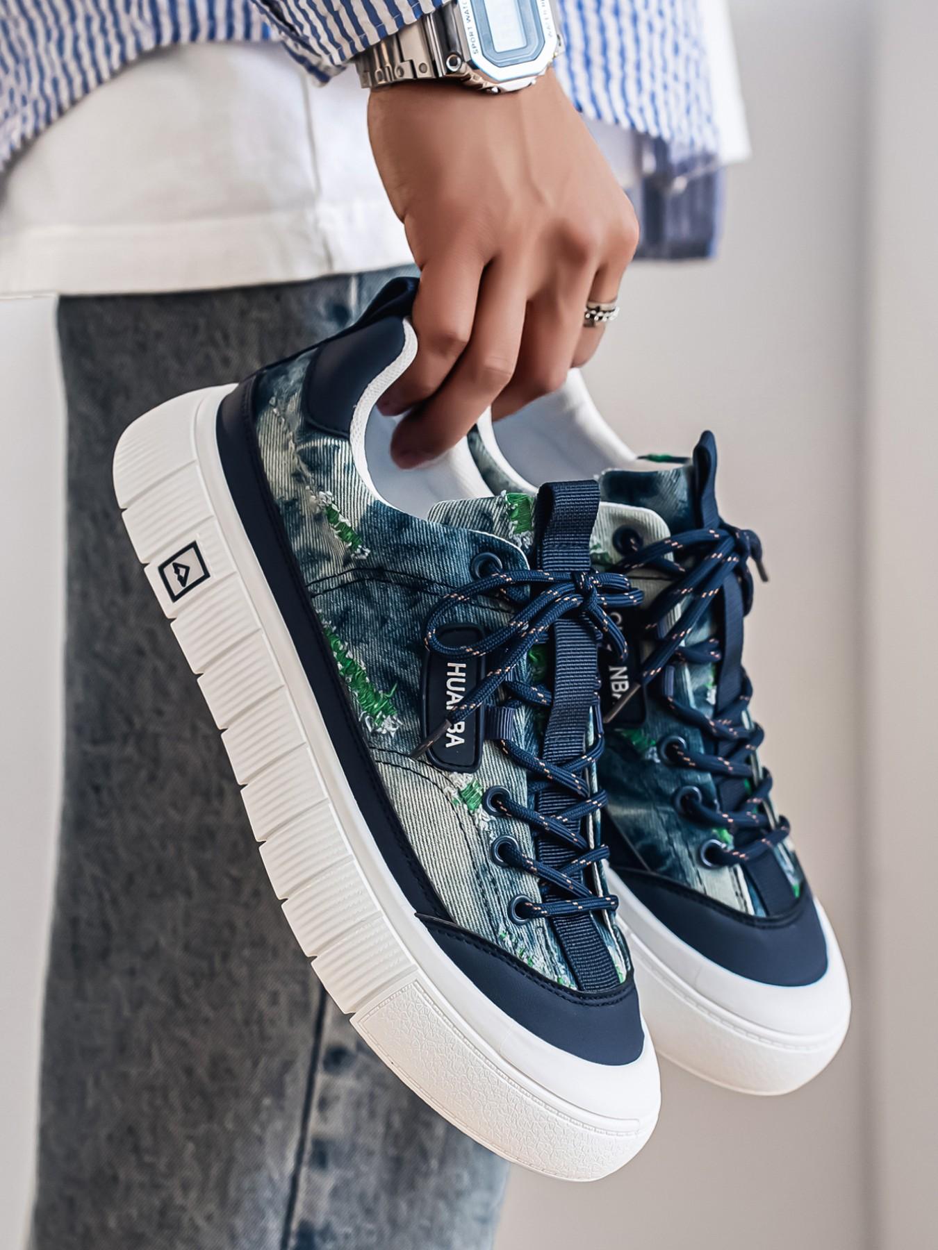 Men's Vintage Denim Style Thick Sole Sneakers, Ripped Design Casual Canvas Shoes, Soft Breathable Height-Increasing Boardwalks, Sizes 39-44