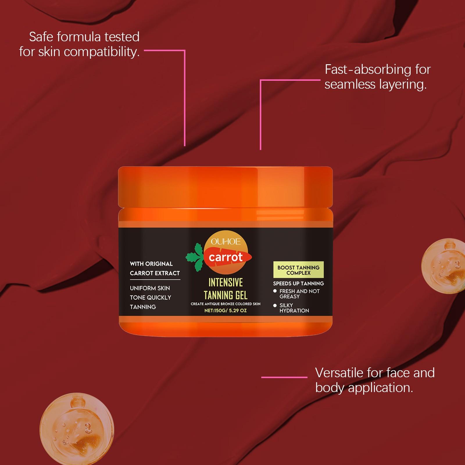 2-Pack Carrot Bronzing Gel (150g*2), Hydrating Lightweight Absorbent, Nourishing Skin Care, Bronze Color Bronzer & Tanning Gel