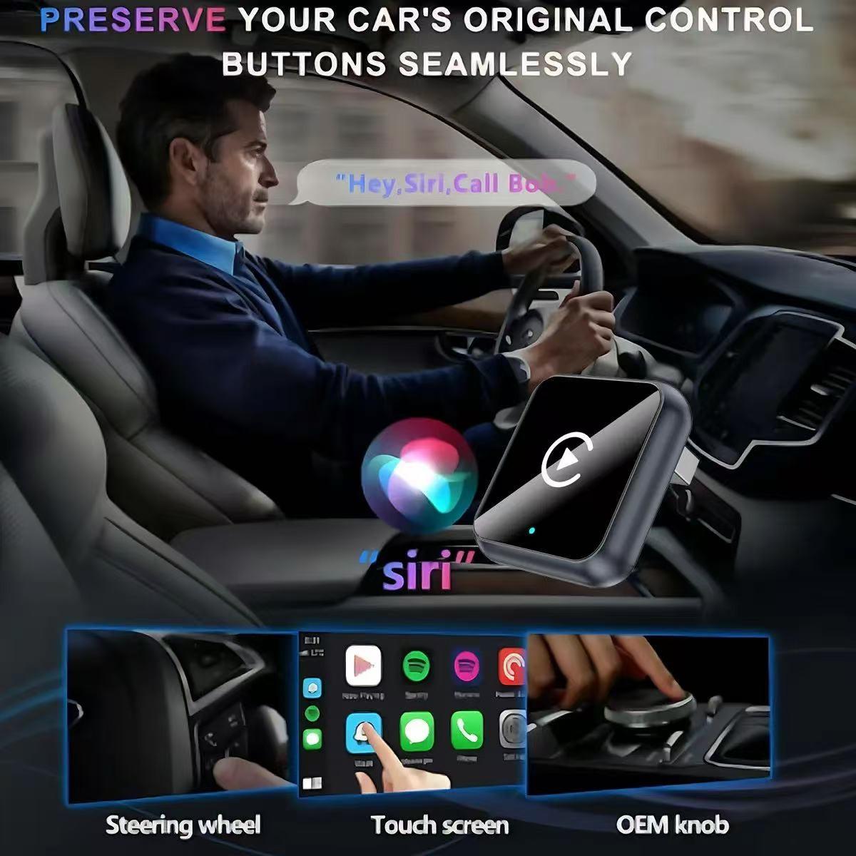 Wireless Carplay Adapter for iPhone/android, Fast Connection, Hands-Free Calling, Includes Charger and Carplay Receiver, Model B1