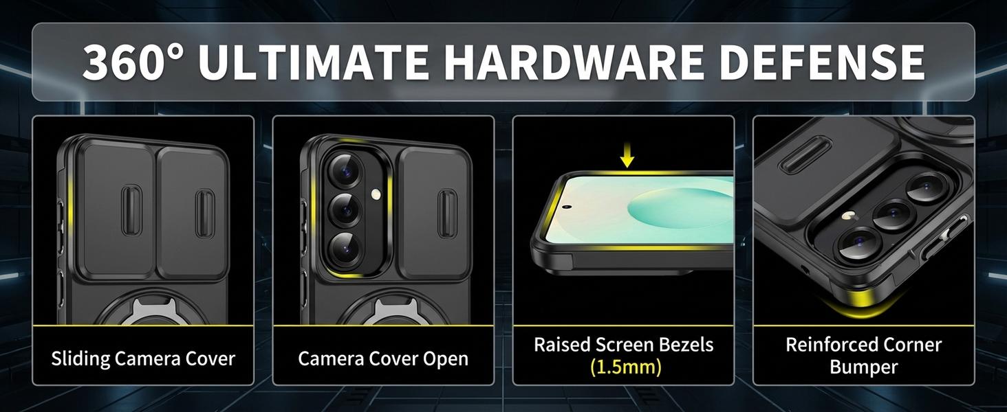 Magnetic Phone Case Accessories for iPhone 17 Pro Max, 16, 15, 14, 13, 12, 11 Pro Max Plus – Slide Blue, Slide Camera Cover, Military Grade Protection, Heavy Duty Shockproof, 360° Rotate Kickstand