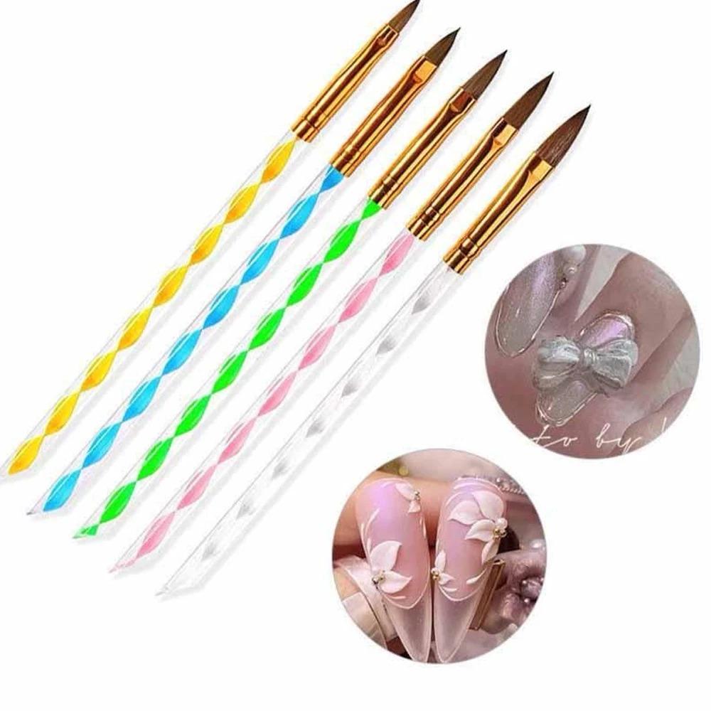 Professional 5-Piece Nail Brush Set, Nail Art Brush: Synthetic Bristles, Non-Shedding, Stainless Steel Handle. Includes Flat, Angled, Detail, Fan Brushes for Smooth Gel & Dip Powder Application. Ergonomic Grip for Salon & Diy Use.