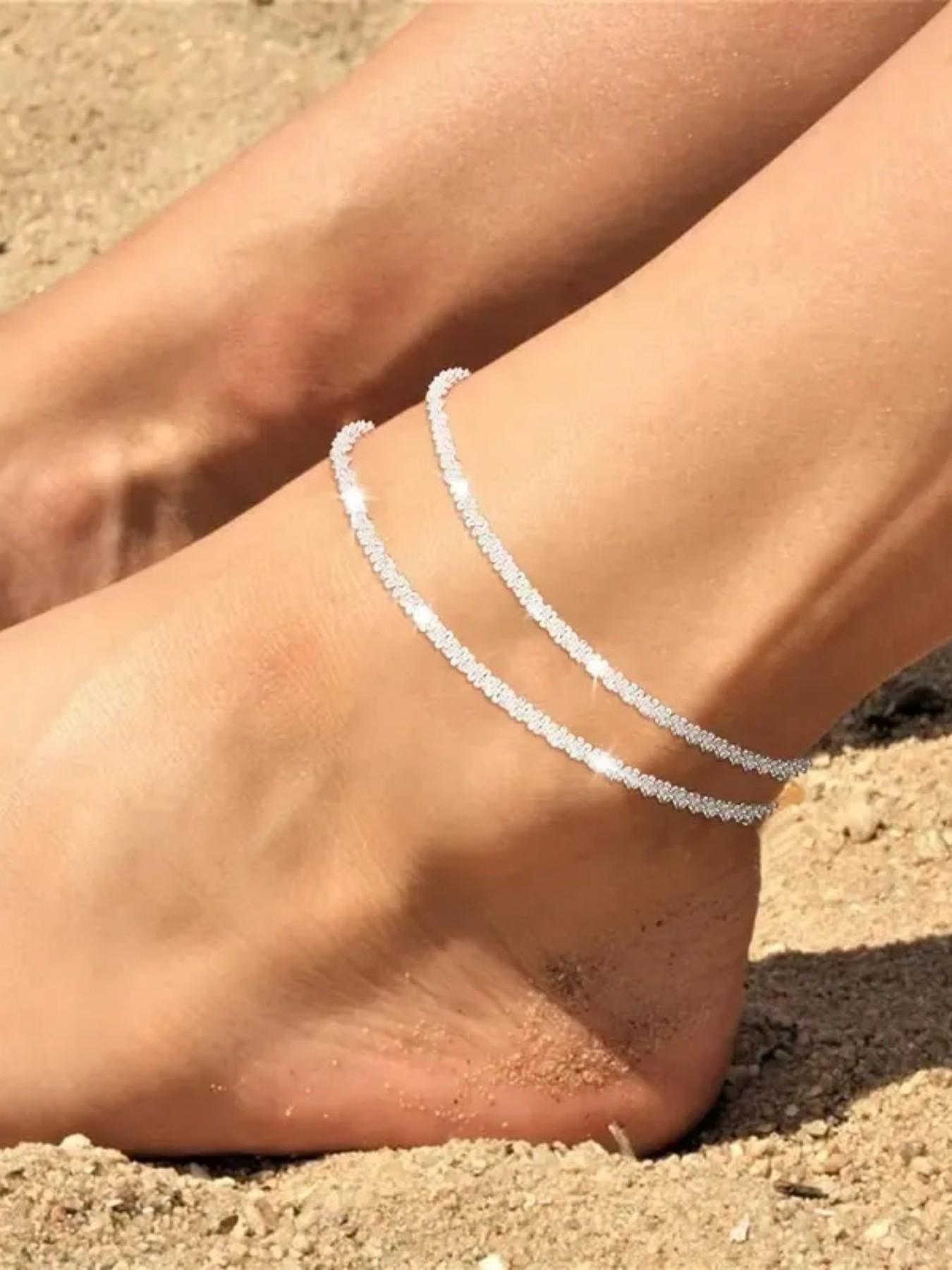 Spring Dainty Layered Waterproof Anklet&Necklace For Women Adjustable Womens Anklet Set Stackable Figaro Beaded Cuban Link Anklets Daily Clothing Decor For Beach Summer Trendy All-match & Exquisite Jewelry Gift For Outdoorfun Decoration