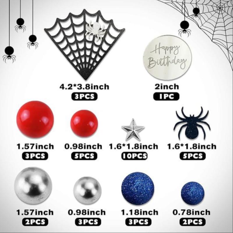 37-Piece Spider Cake Insert Set, Perfect for Infant Shower Parties, Halloween, Christmas, New Year, Valentine's Day, Various Party Events