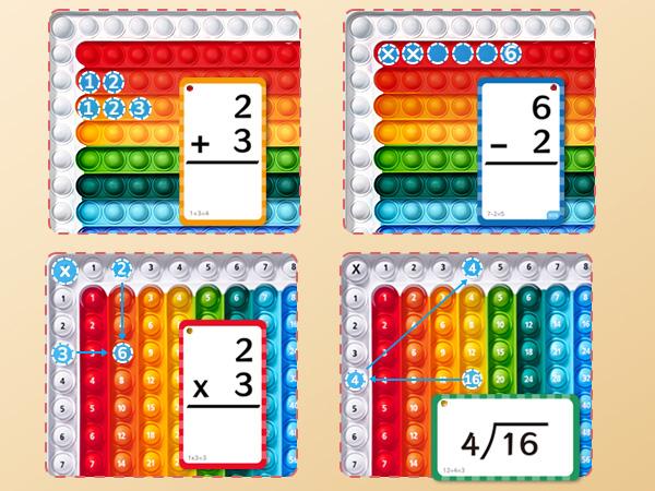 JoyCat Math Fidget Toys, Math Game with Addition, Subtraction, Multiplication, Division Flash Cards or Time Table, Math Flash Cards + Pop Fidget Chart