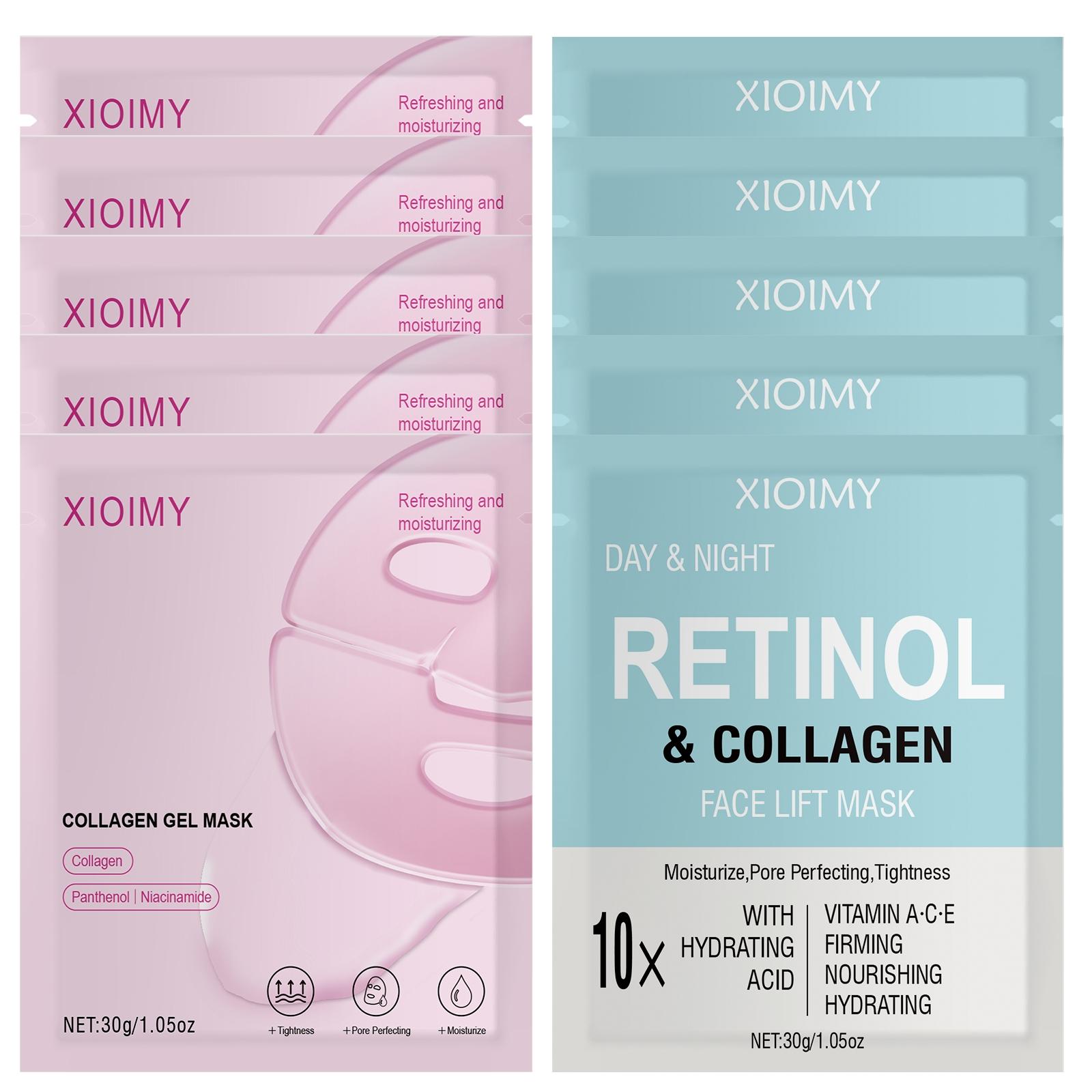Collagen Mask Set with Niacinamide & Retinol, 10 pcs Deep Hydration Anti-Dryness Hydrating Face Care, Suitable for Smooth, Bright, Supple Skin #GLOBAL PICKS