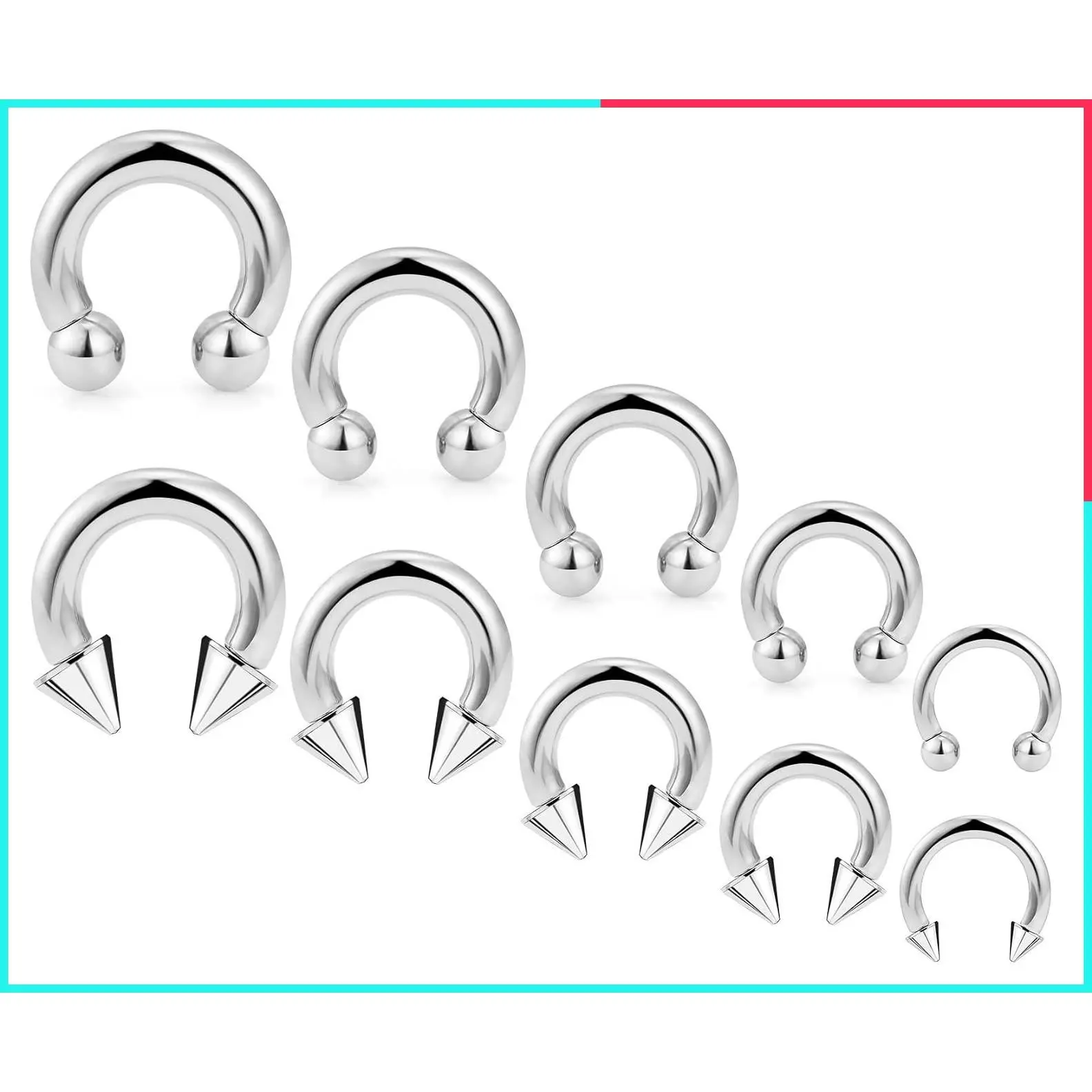 6G 8G 12G 14G 16G Septum Earrings Gauges Stretching Piercing Kit, 316L Surgical Steel Internally Threaded Body Piercing Jewelry for Women, 10mm 12mm 14mm 16mm