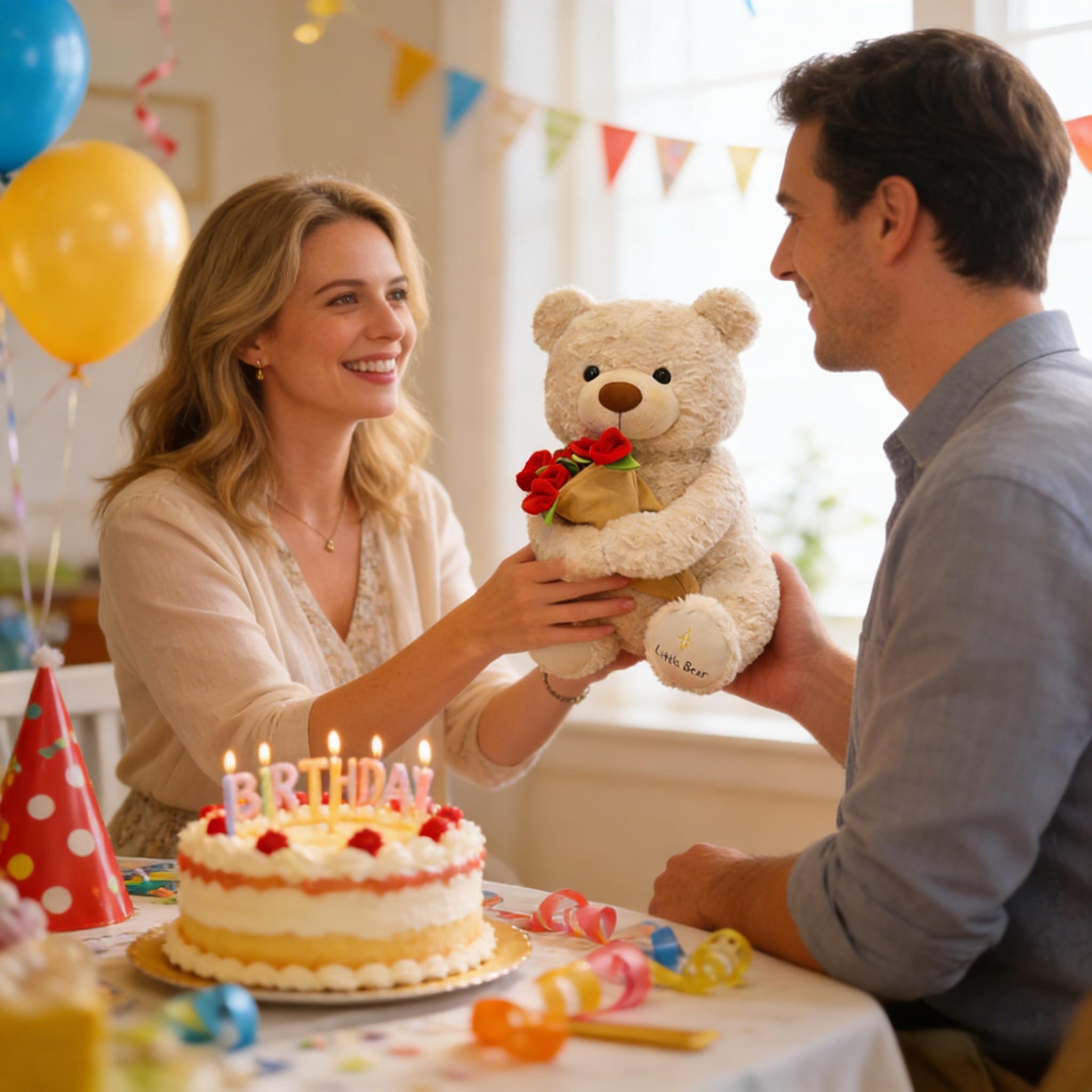 1PC Mother's Day Gift - Flower Holding Teddy Bear, Rose Teddy Bear, Wedding Decoration Plush Teddy Bear - Soft Stuffed Animal Toy, Ideal Gift for Mother's Day/Wedding Decorations/Anniversaries/Birthdays and Romantic Occasions