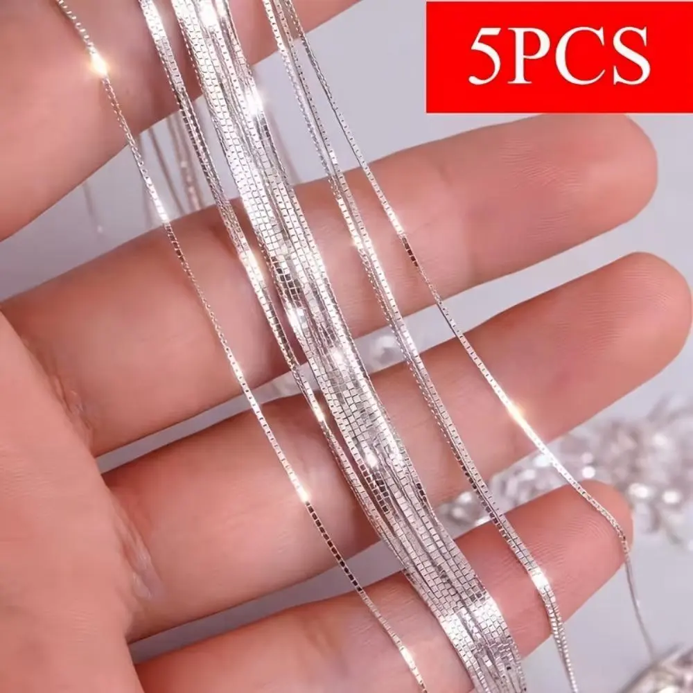 5-piece high-end box-style necklace, available in various sizes, suitable for weddings and as gifts. Made of hypoallergenic material, 1mm wide.