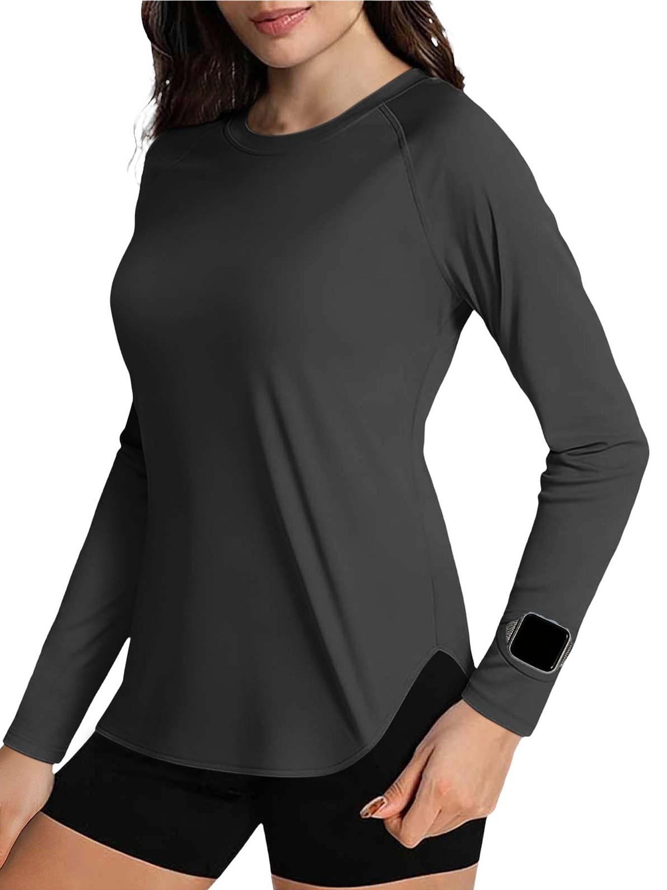 Women's Sun Protection Long Sleeve Athletic Tops, Anti-UV Quick Dry Lightweight Anti-Chafing Shirts, Outdoor Blouses for Hiking Travel & Workout