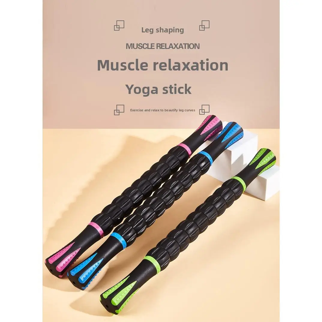 Yoga massage stick, spiked massage roller, fascia stick for shoulder and neck acupressure points