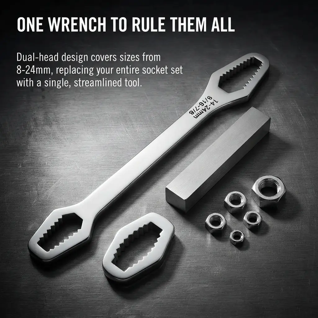 Multi Size Double Head Torx Hand Spanner with Self Clamping Structure, 8mm to 24mm Anti-Slip Wrench for Automobile Nuts & Bolts, All-Purpose Vehicle Maintenance Accessory # AutoTools # MechanicTools