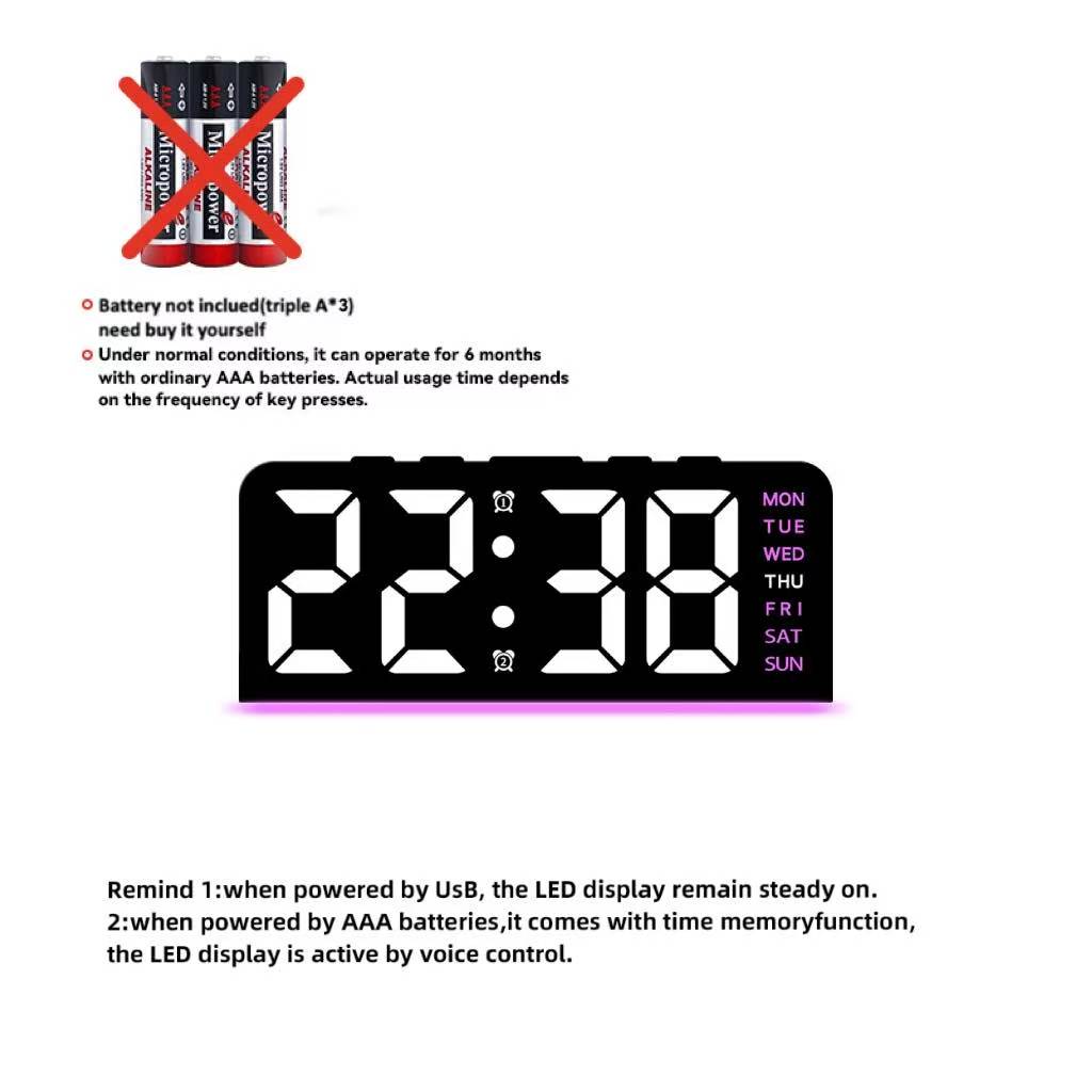 LED Digital Clock, LED Alarm Clock, 1 Count Multifunctional Date Temperature Display Clock, Home Decor Desktop Clock for Living Room Bedroom Office, Decorative