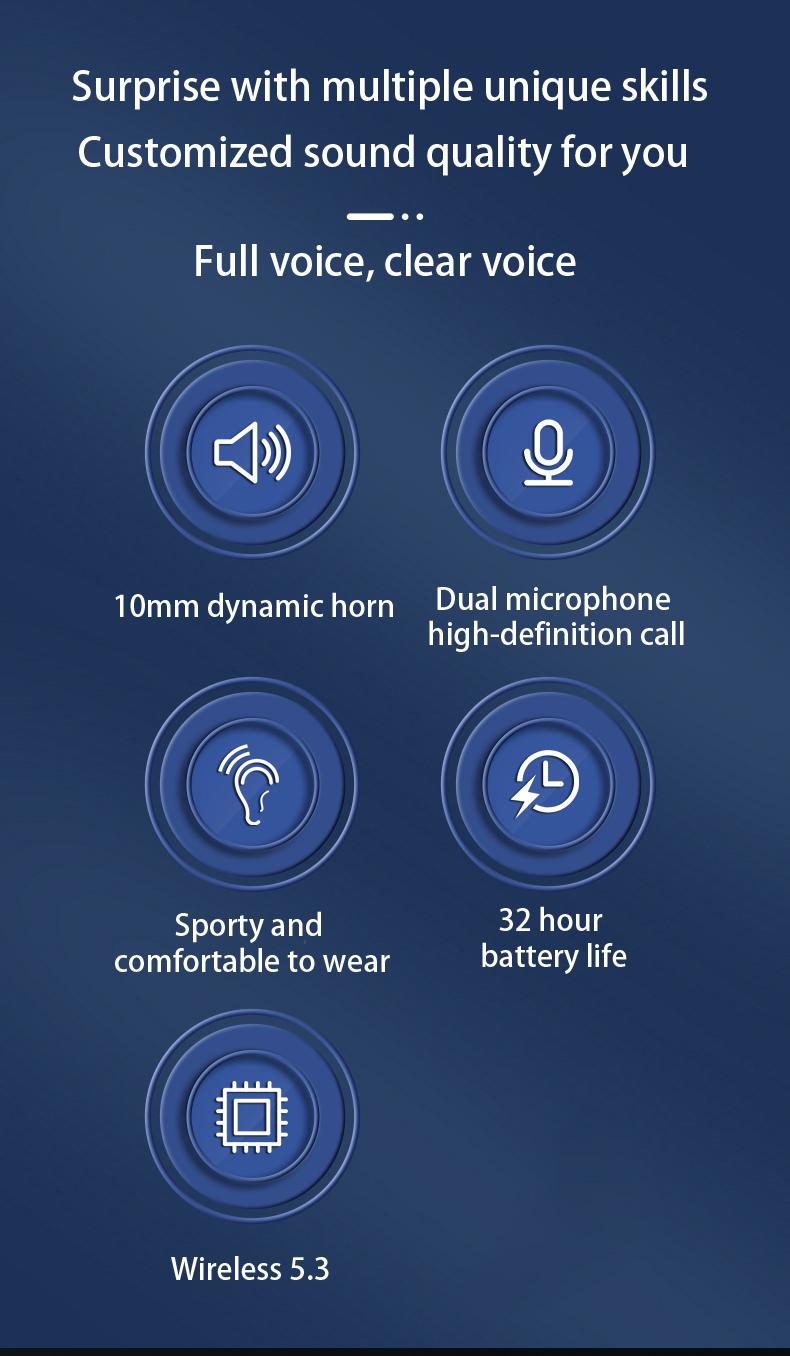 MSHUKCOE Bluetooth Headphones Wireless Earbuds With Charging Case Digital Display Sports Ear buds with Earhook Premium Deep Bass IPX5 Waterproof Over-Ear Earphones for TV Phone Laptop