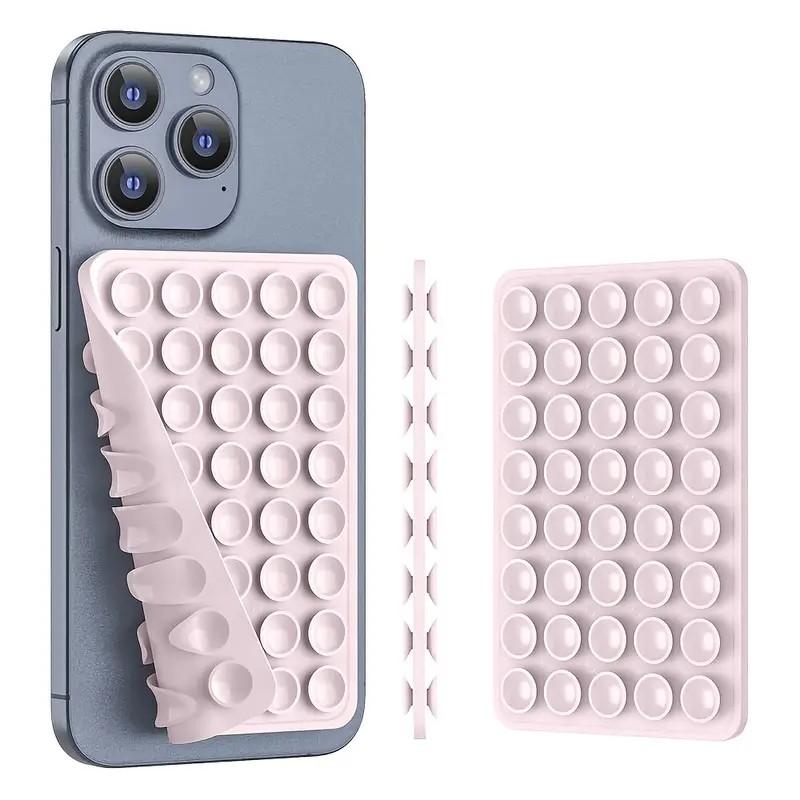 1 double-sided silicone solid color suction cup phone holder, adjustable angle and compact design, suitable for makeup, dance, fitness, yoga, shower, drama watching, video shooting and selfies