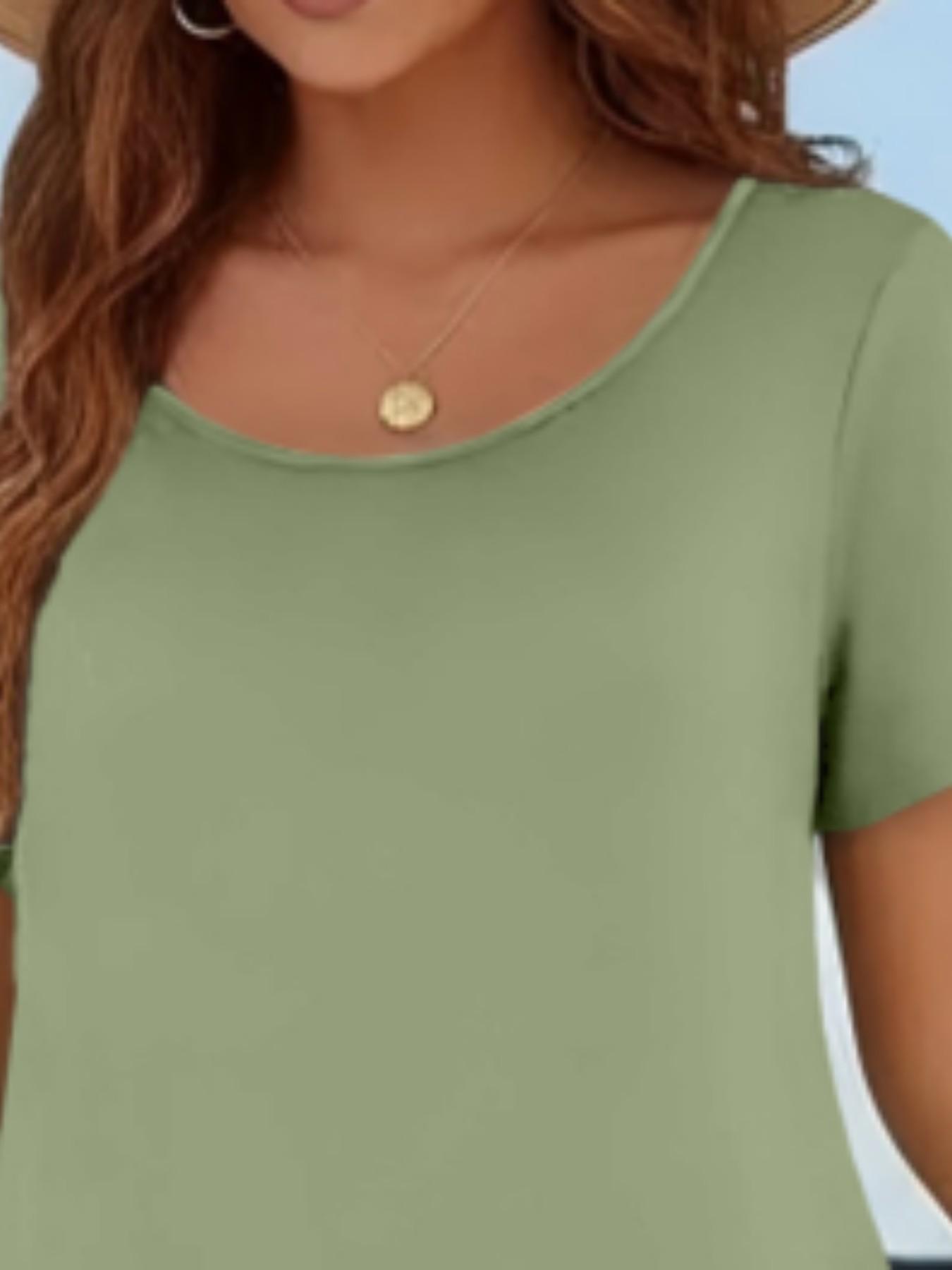 Women's Casual Commuter Plain Minimalist Short Sleeve Dress with Pockets, Loose Fit Summer & Fall, Essential Beachwear