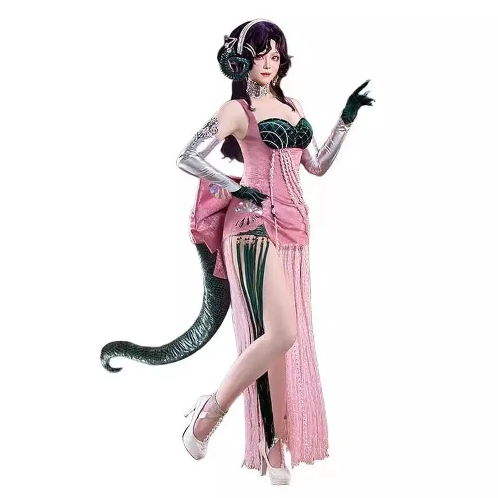 Reverse:1999 37 Anjo Nala Cosplay Costume Anime Ms. Kimberly Nala Hari Sexy Pink Dress Female Halloween Costumes Accessorie Prop