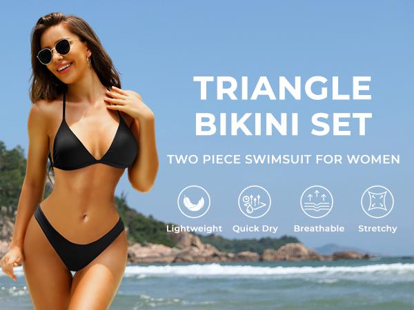 Aqua Eve Women Two Piece Bikini High Cut Swimsuit Triangle Bathing Suit Sexy Bikini Set Aqua Eve Women Two Piece Bikini High Cut Swimsuit Triangle Bathing Suit Sexy Bikini Set