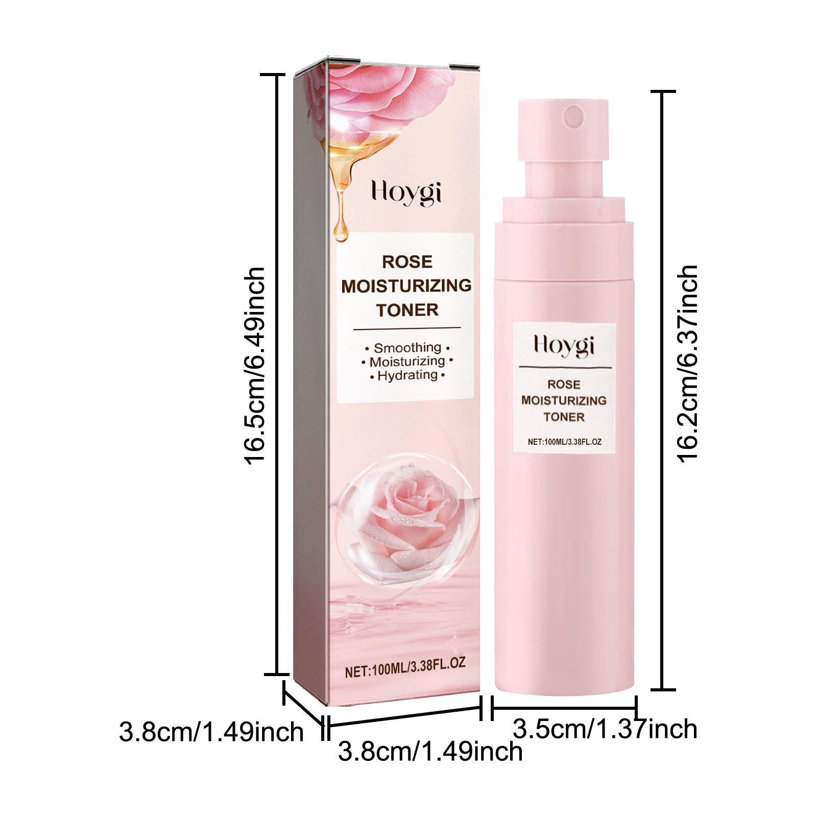 HOYGI Rose Water Moisturizing Facial Mist Spray & Hydrating Toner | With Hyaluronic Acid, Rose Flower Extract, Glycerin & Sodium PCA | Deep Hydration, Pore Minimizing, Soothe Redness, Oil Control | Mild Non-Irritating Formula for Sensitive Skin, Improves