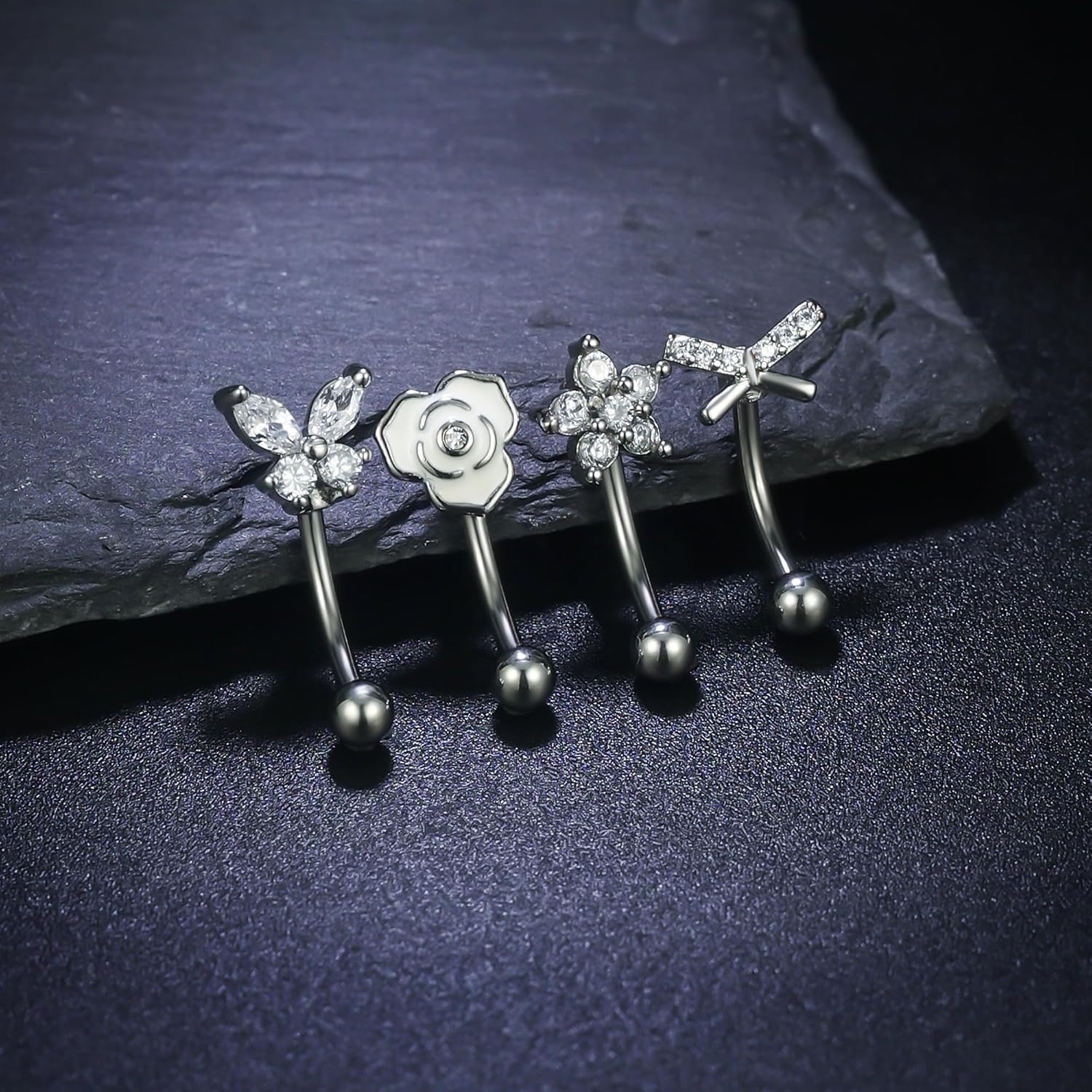 16G Curved & Straight Barbells for Eyebrow & Lip - 6MM, 8MM, 10MM Surgical Steel. Hypoallergenic Piercing Jewelry for Vertical Labret, Helix. Internally Threaded, for Men & Women