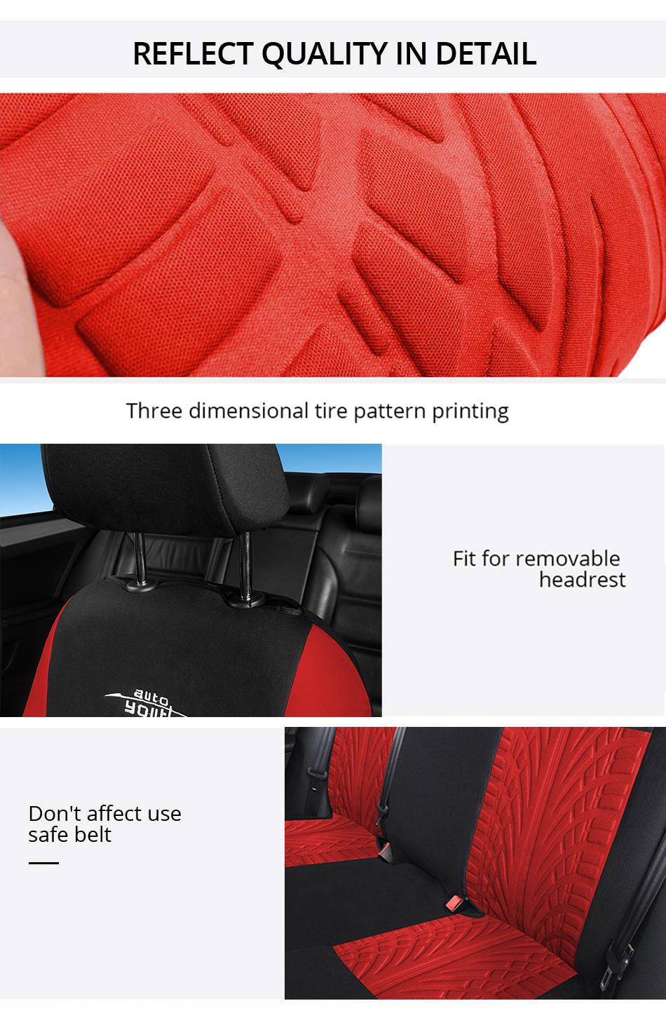 Car Seat Covers for 5 Seats Universal, Fabric Breathable Car Front & Rear Seat Protectors, with Tire Track Details, Airbag Compatible, Full Protection, Fits Most Cars Trucks Vans SUVs, Red Vehicle Seat Covers, Truck Accessories, Car Interior Accessories Car Seat Covers for 5 Seats Universal, Fabric Breathable Car Front & Rear Seat Protectors, with Tire Track Details, Airbag Compatible, Full Protection, Fits Most Cars Trucks Vans SUVs, Red Vehicle Seat Covers, Truck Accessories, Car Interior Accessories