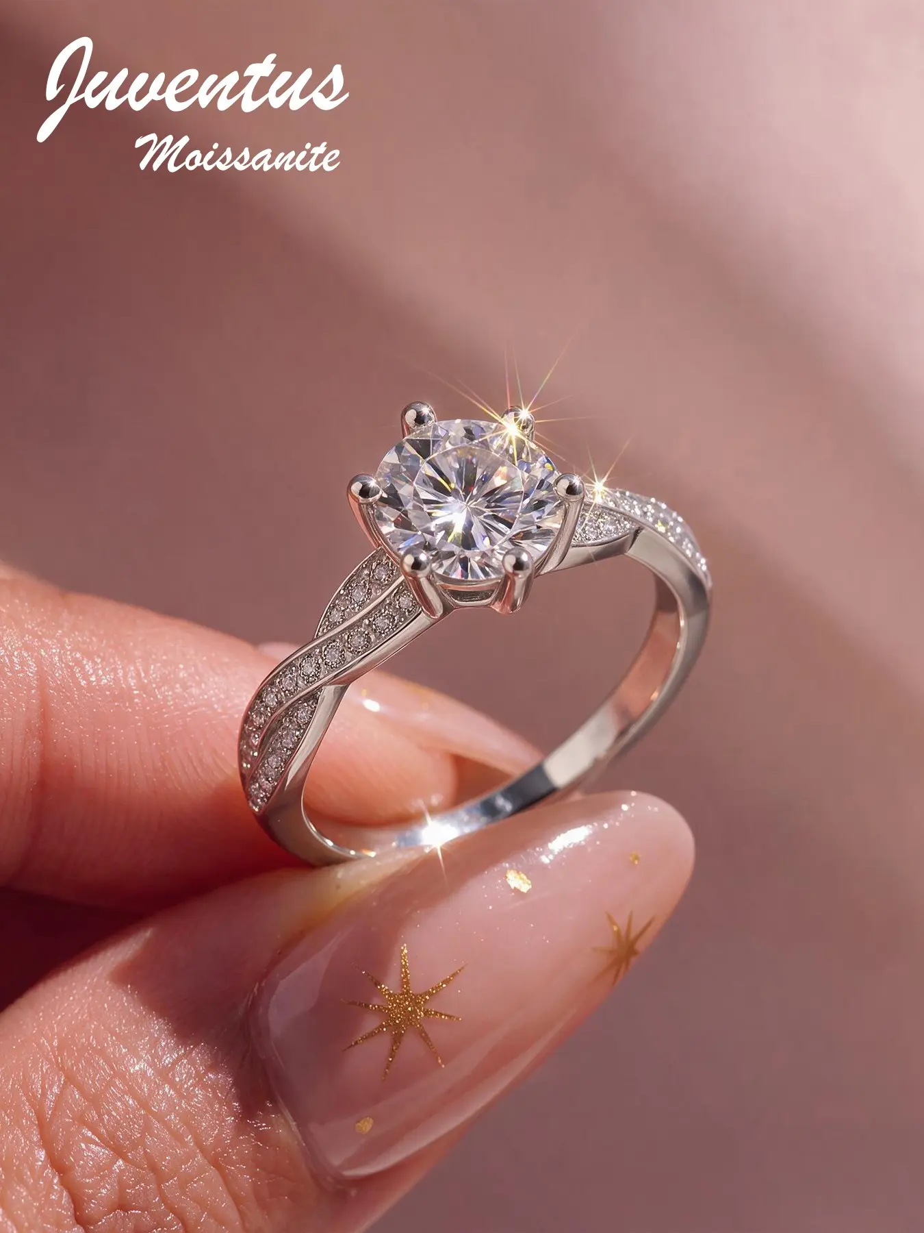925 Sterling Silver Moissanite Engagement Ring, Classic Design, Sizes 6-10, Perfect Wedding Anniversary Gift for Women, Moissanite Rings