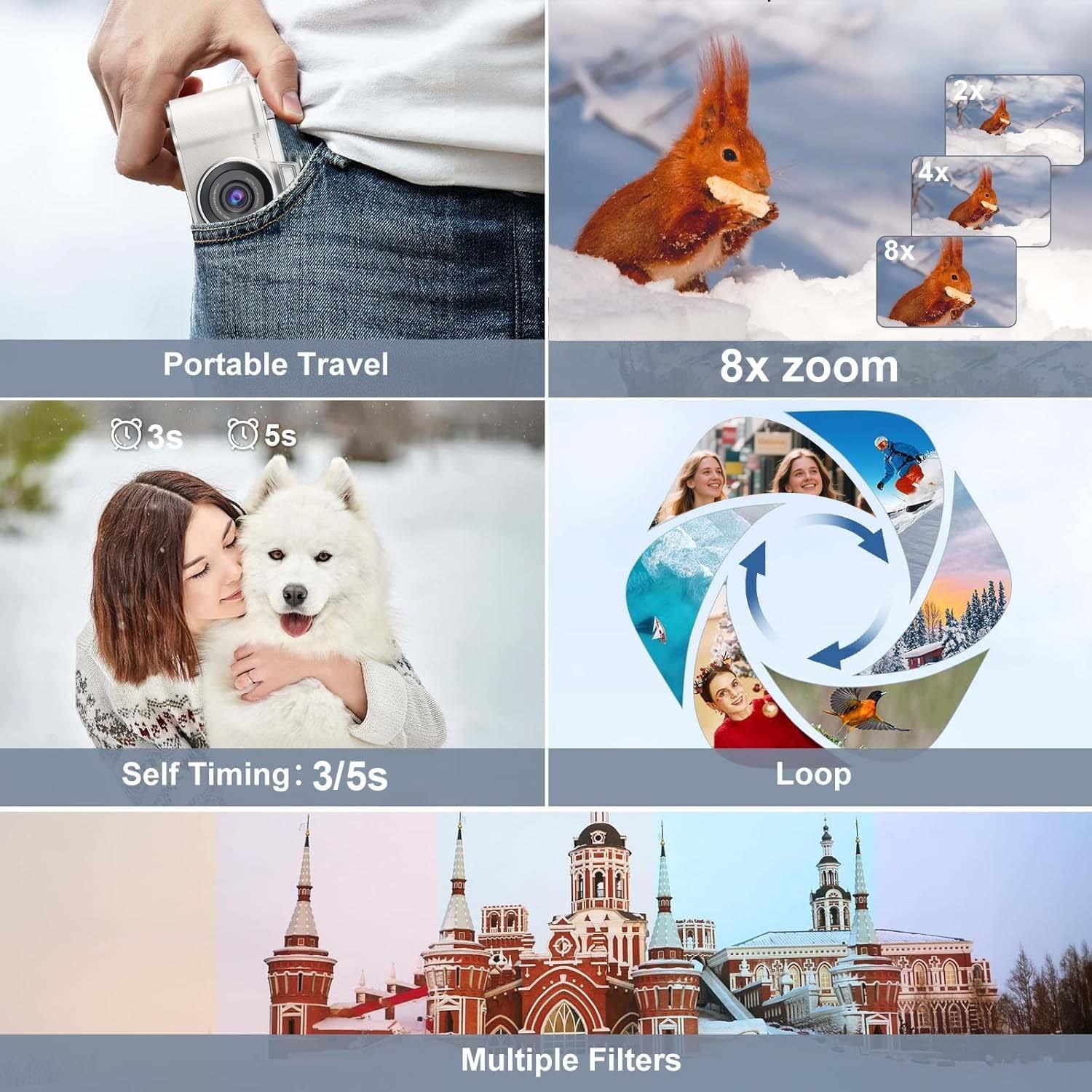 Fashion Vintage Digital Portable Camera High Resolution Portable Design for Social Media Content Creation Small Video Recording USB Charging