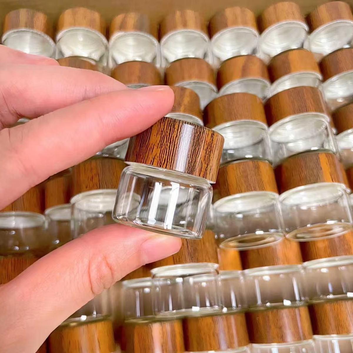 3pc Mini Glass Sealed Jars Food Grade Coffee Powder Gold Beans Storage Bottles Portable Tea Containers Small Empty Bottles