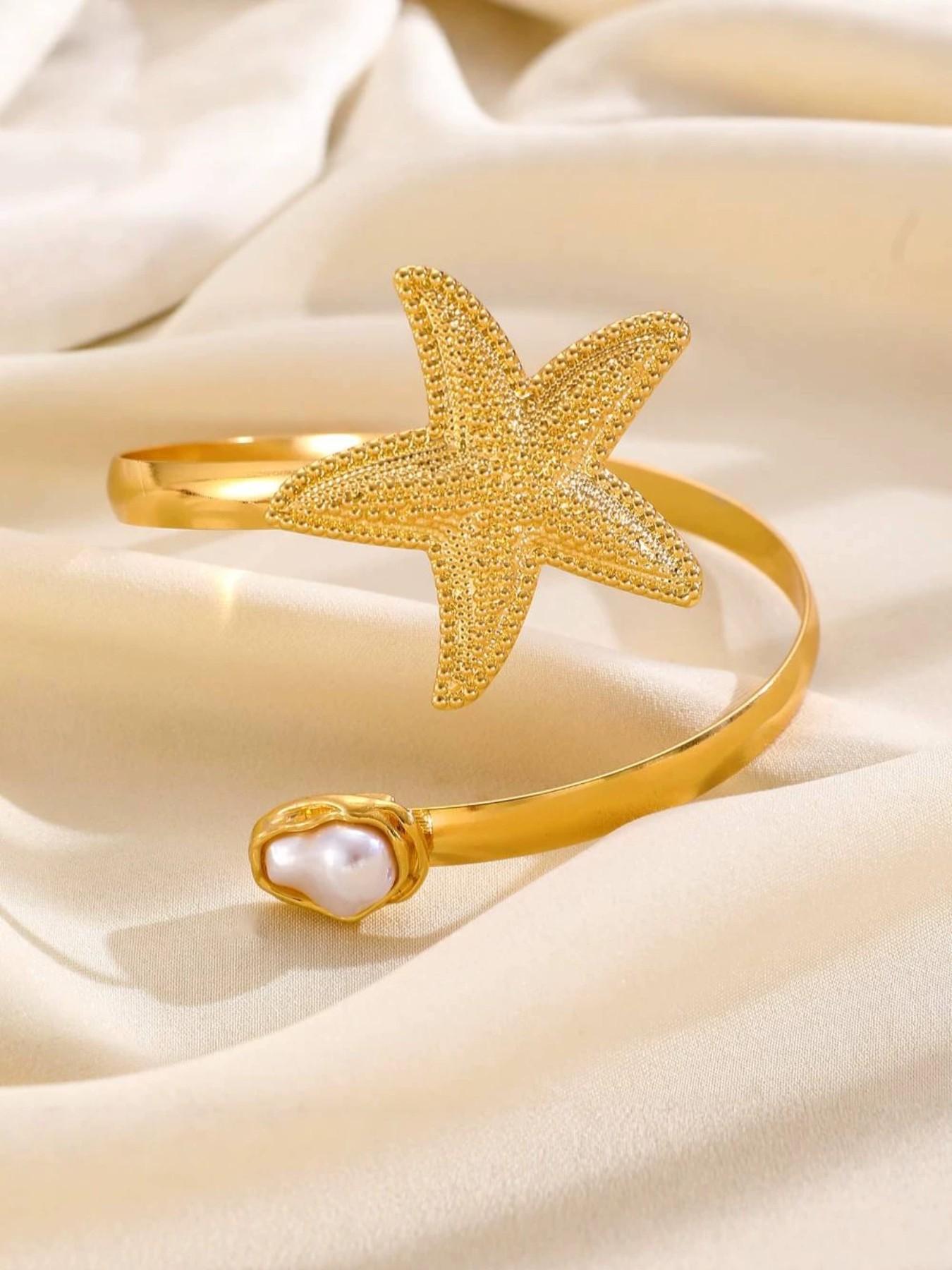 Oceanic Starfish Bracelet, Greek Style Vacation Accessory, Perfect for Long Dresses/swimsuits, Island Holiday Photo Prop, Gift for Friends/lovers