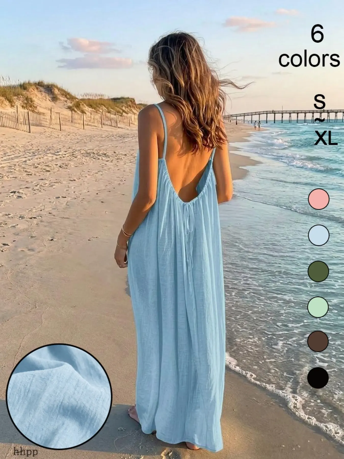 Minimalist Coastal Style Sleeveless Long Sleep Dress, Rope Tie Back Loose Fit, Breathable Casual Home Wear, Versatile Beach Outerwear