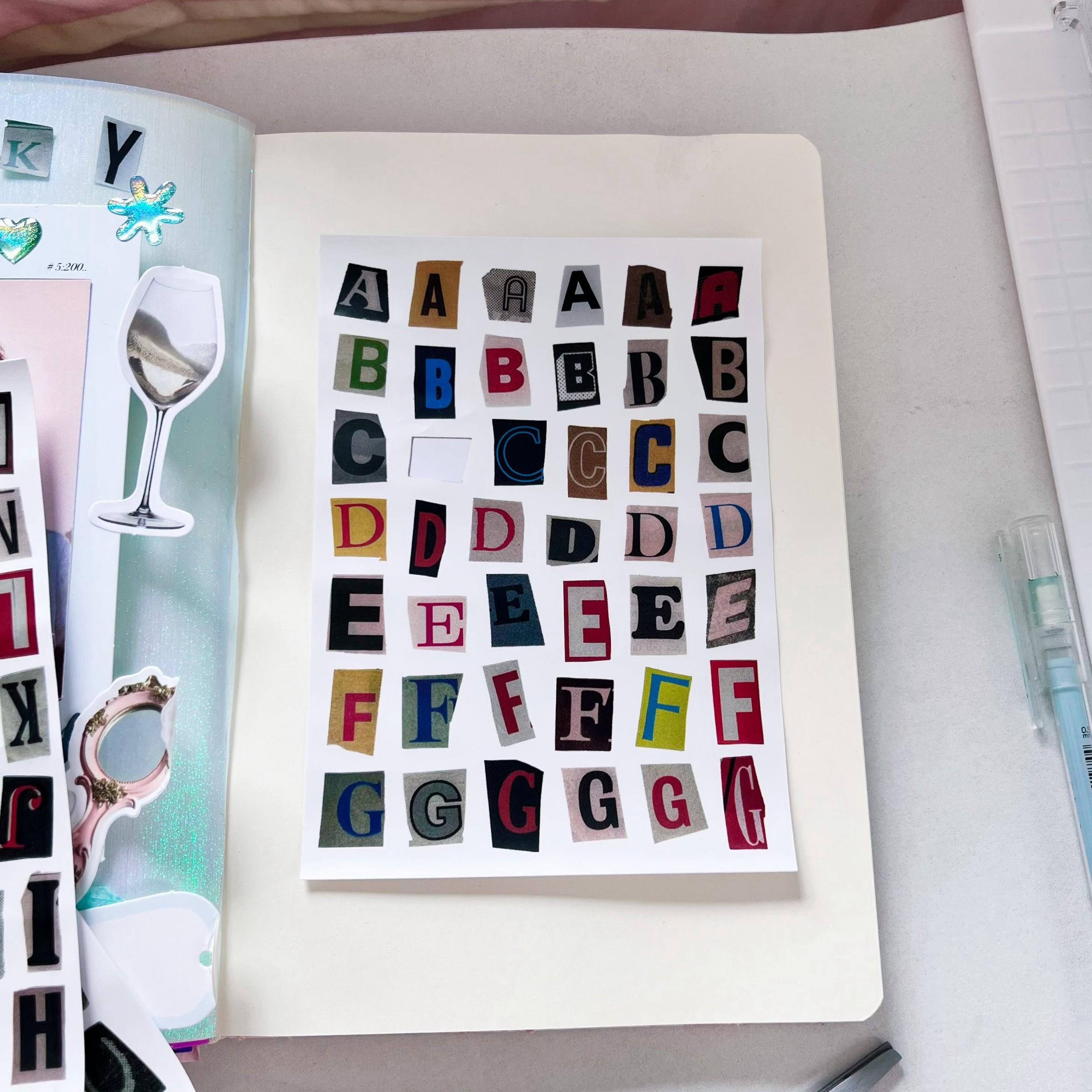 1 set Vintage Alphabet Stickers, Total 181 Pieces, Perfect for Scrapbooking, Journals, and Planners. Includes A–Z Uppercase & Lowercase Letters, Matte Paper Finish, Durable Die-Cut Design, Ideal for DIY Crafts and Decorative Planning.