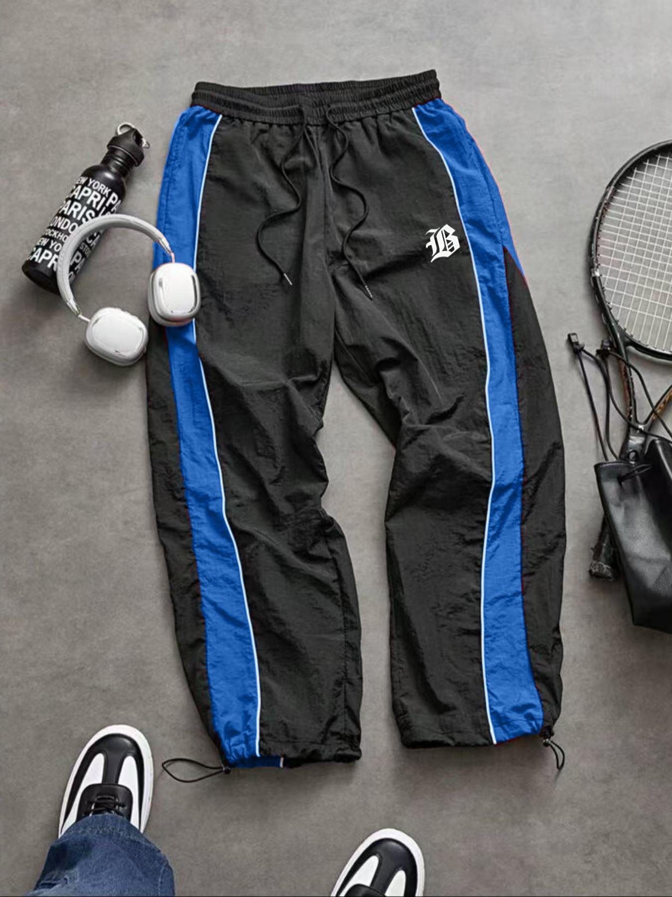 Men's Fashion Casual Sports Pants, Nylon Fabric, Lightweight Breathable, Unique Print, Waist Drawstring, Adjustable Ankle Cuffs, Breathable Athletic Bottoms