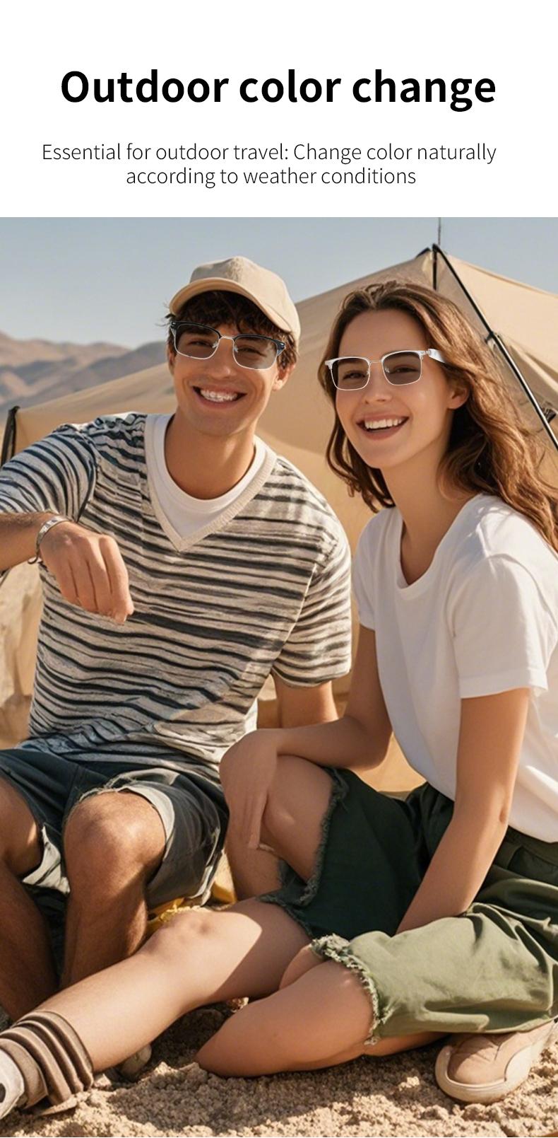 VUB AI Translation Smart Glasses with Bluetooth Connectivity 160 Languages GPT Chat Unisex Audio HD Voice Calls HiFi Sound Photochromic Lenses - Wearable