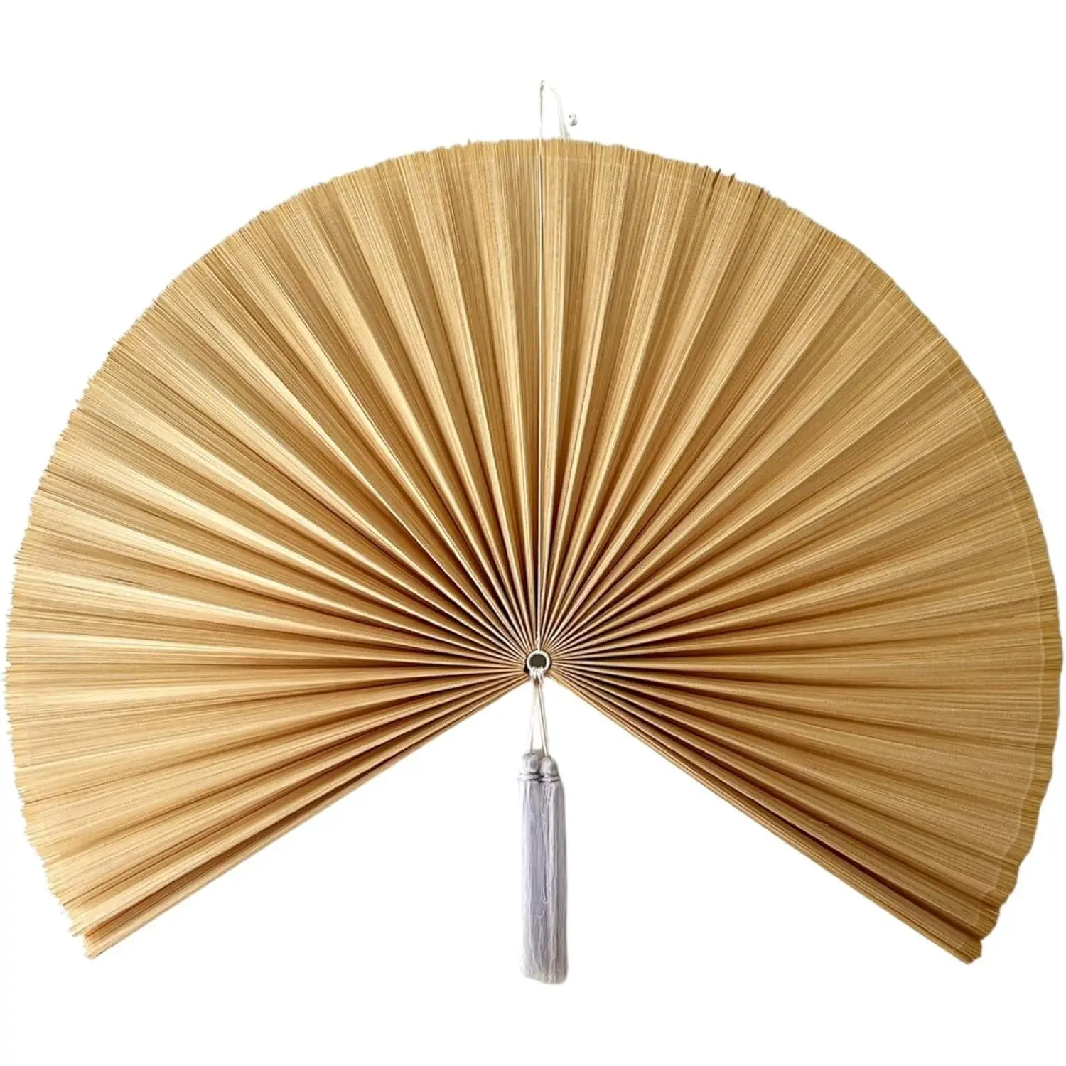 Fan Wall Decor, Japanese Giant Fan, Large Bamboo Fan Wall Art for Boho Hanging Headboard, Decorative Folding Fans for Over Bed, Asia Trending (Ivory 40inch)