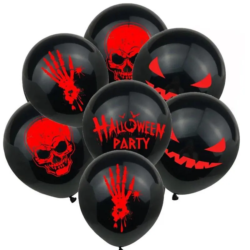 12pcs Halloween Ghost Balloons Spider Witch Bat Pumpkin Skeleton Horror Happy Halloween Party Decoration Carnival Party Supply
