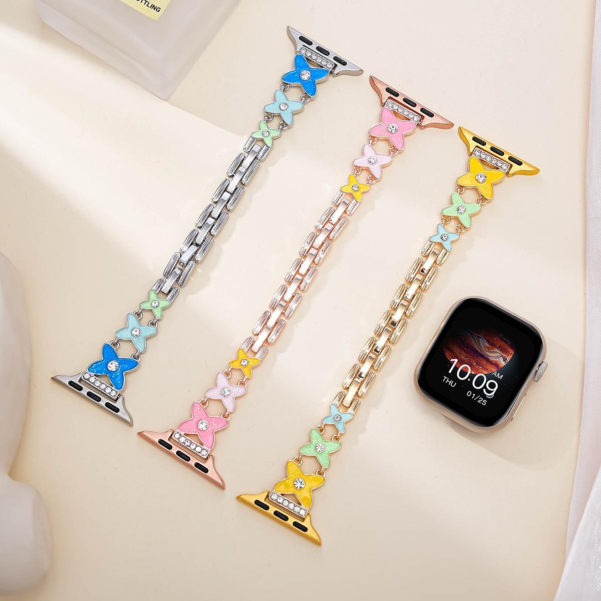 Women's Apple Watch Band, Silicone Strap, Stainless Steel, Casual, Smart Replacement Band, Fits 38-46mm, Birthday Gift, Couple Band