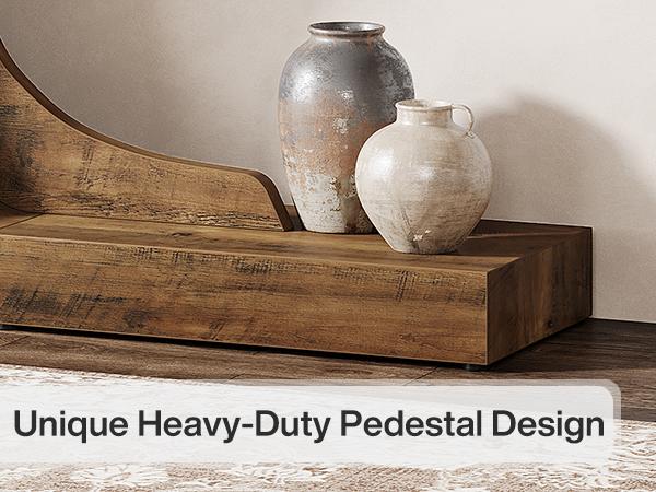 LITTLE TREE 43.3" Mid-Century Modern Console Table for Entryway, Wood C-Shaped Hallway Entry Accent Table for Living Room, Entrance, Foyer, Easy Assembly