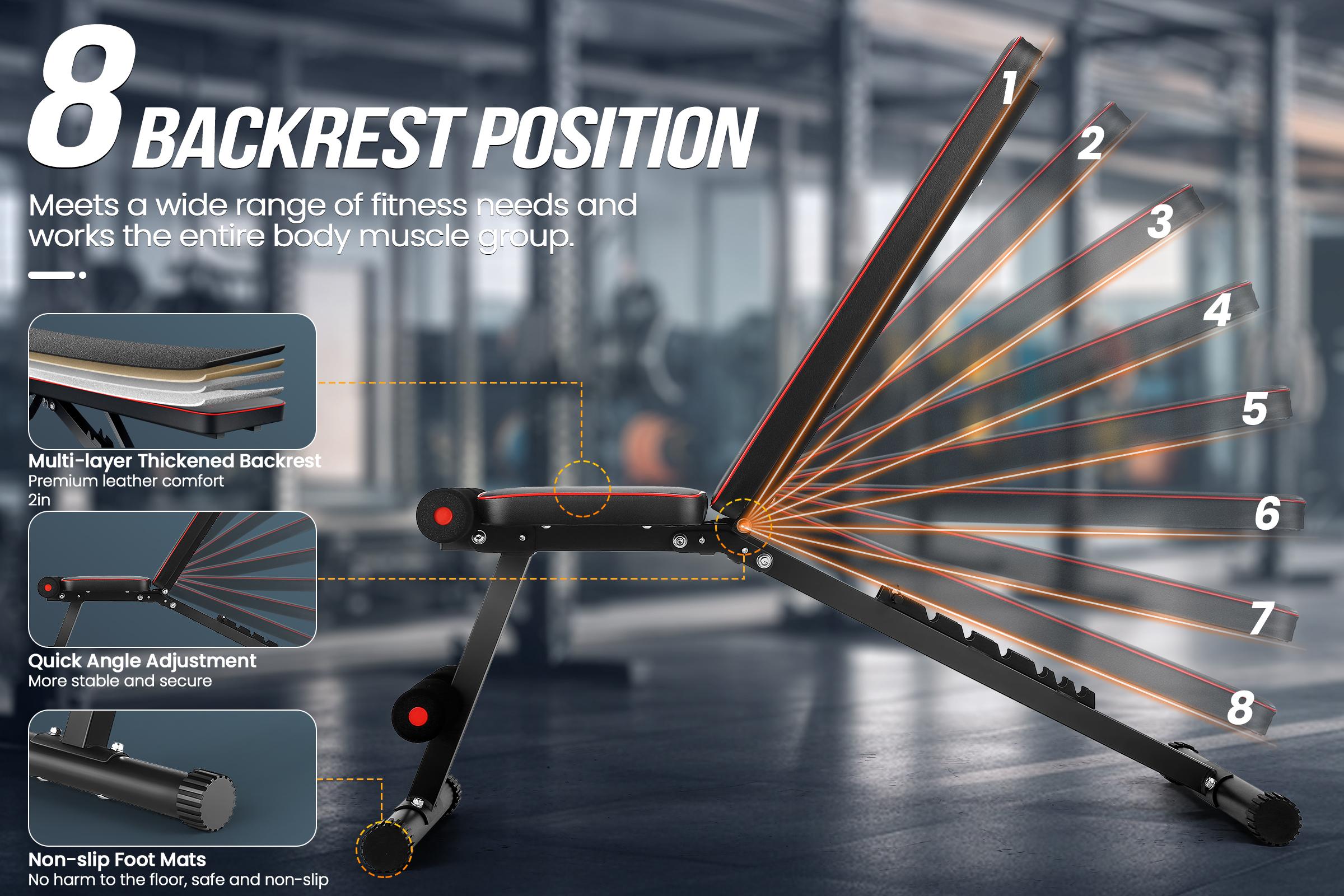 【Live Only】OppsDecor Adjustable Weight Bench for Home Gym, 660LBS Capacity Workout Bench with 8 Backrests for Chest Shoulders Arms, Compact and Foldable Strength Bench for Small Space Apartment Room,summervibes Home Gym Equipment 【Live Only】OppsDecor Adjustable Weight Bench for Home Gym, 660LBS Capacity Workout Bench with 8 Backrests for Chest Shoulders Arms, Compact and Foldable Strength Bench for Small Space Apartment Room,summervibes Home Gym Equipment