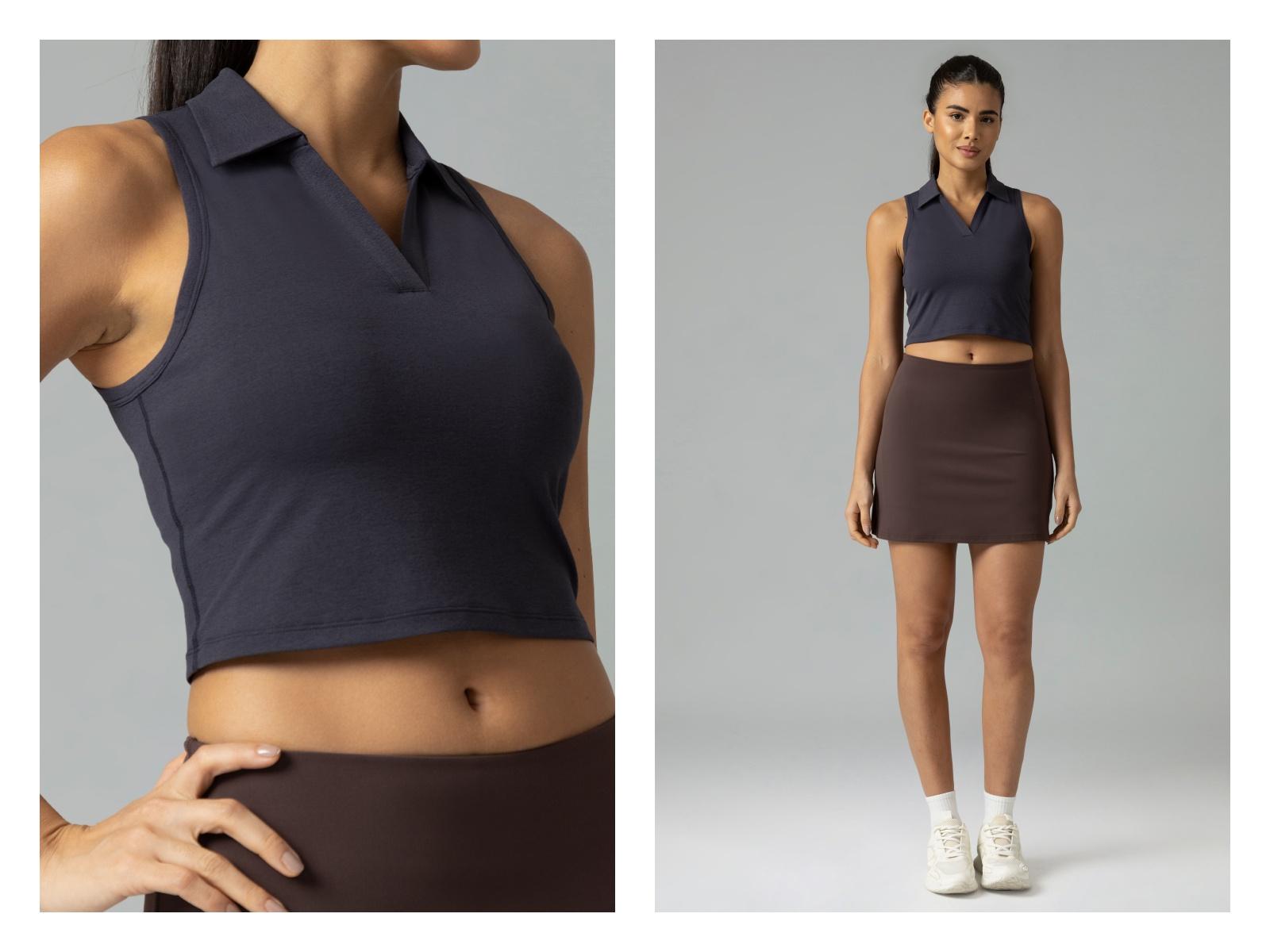 Colorfulkoala Women's Sorona Polo Tank Tops Slim-Fit Golf Crop Tops Sleeveless Tennis Casual Shirts