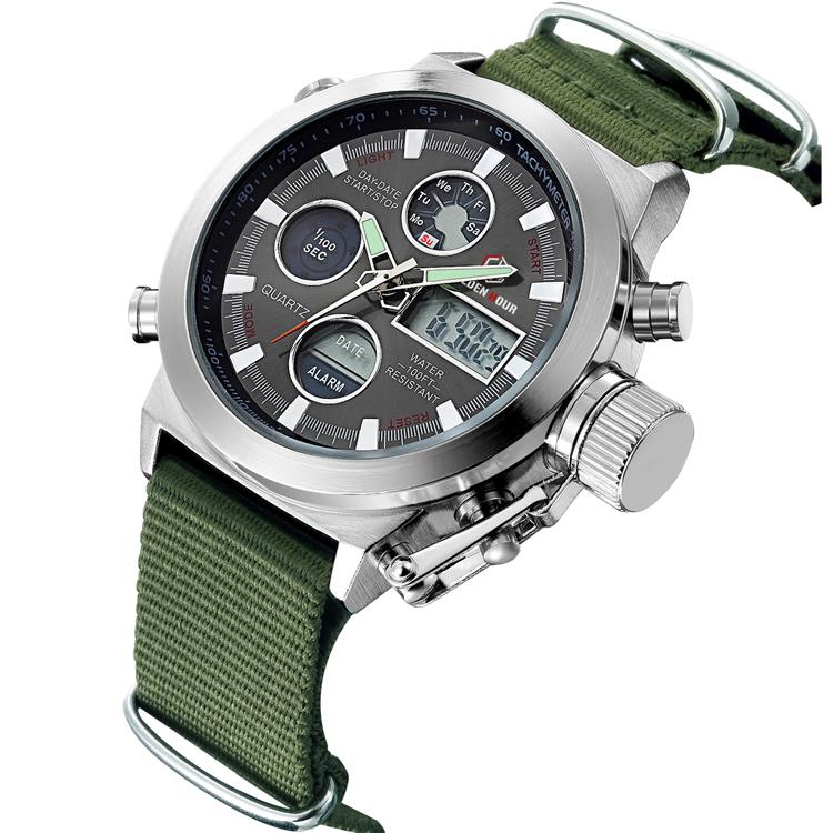 Classic Sporty Dual Movement Watch, Quartz Multifunctional Watch, Stopwatch, Alarm, Waterproof Casual Watch, Trendy Design