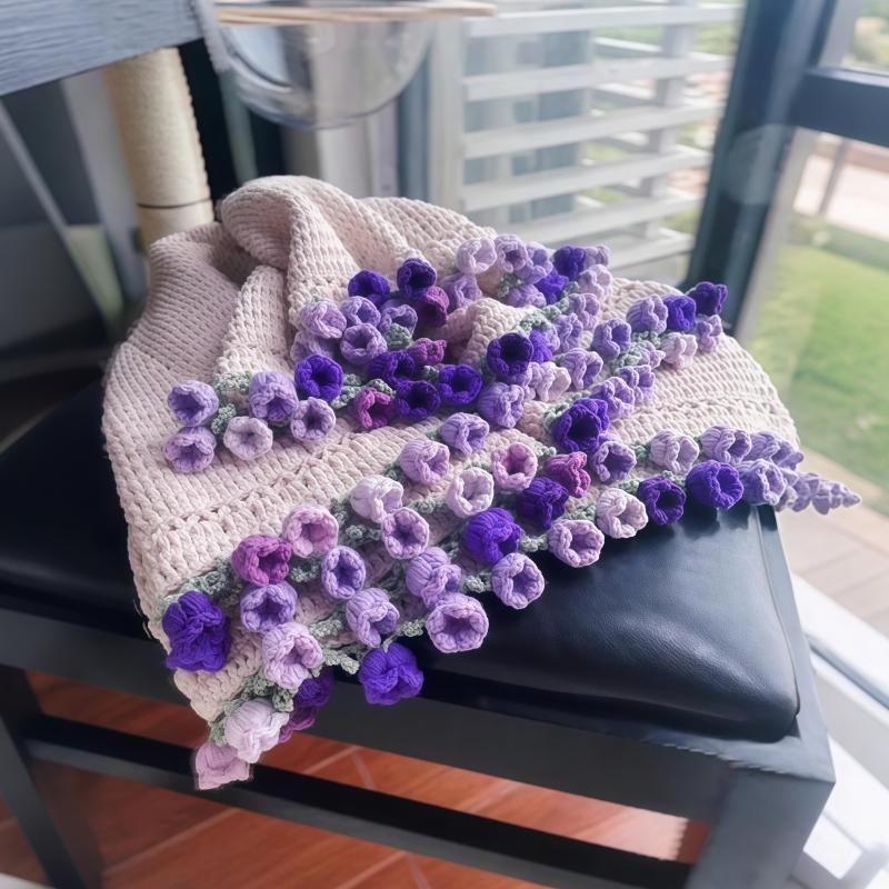 1Set Floral Blanket Crochet Kit for Beginners, Crochet Kit for Adults with Step-by-Step Text Tutorials, DIY Crochet Flower Bouquet Blanket, Handmade Crochet Flowers, Cute Romantic Gift for Girlfriend and mother, Mother's Day Valentine's Day Wedding Ann