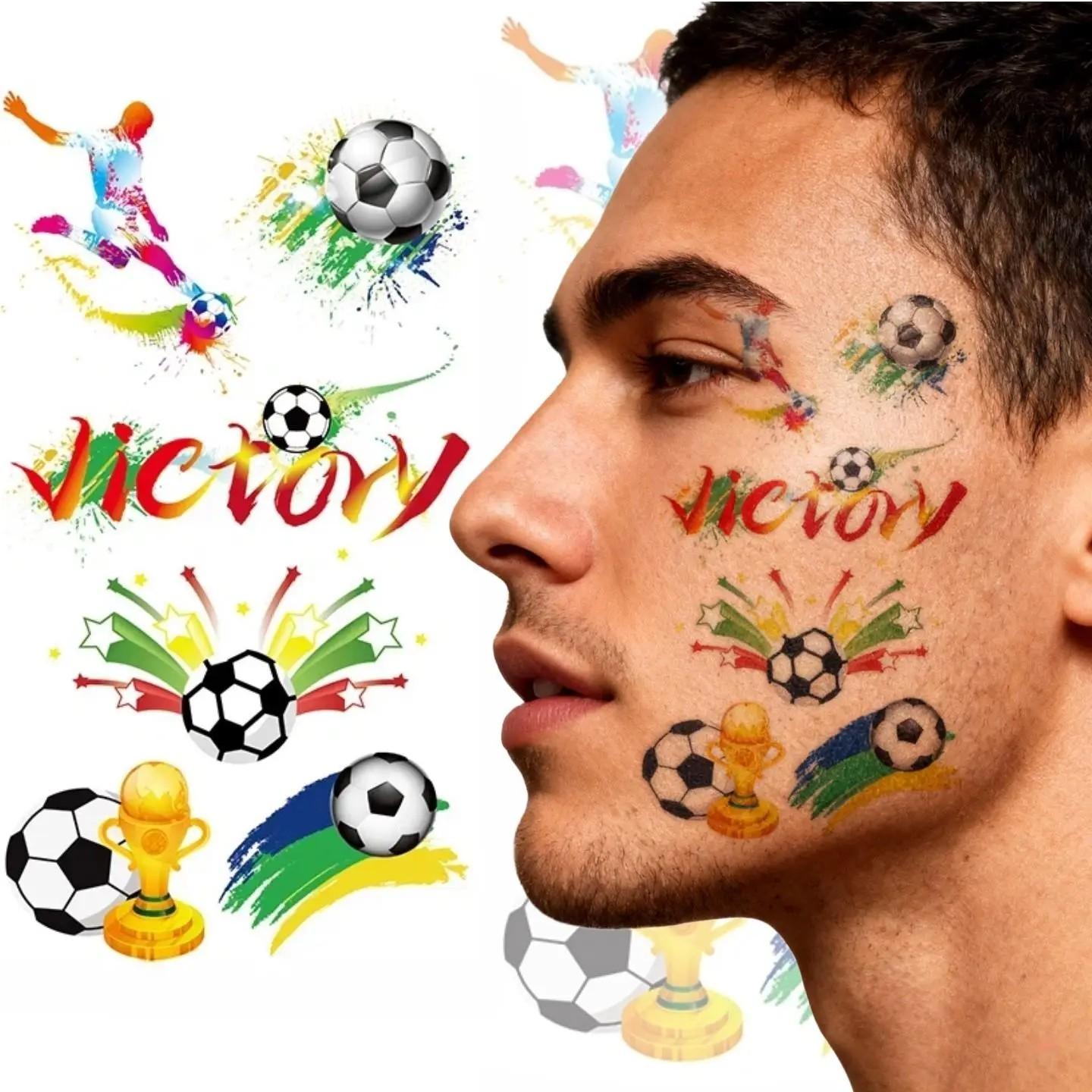5 Pack 2026 Football Theme Tattoos, Field Celebration Stickers, Carnival Party Fan Emojis, Cheerleading Decorations