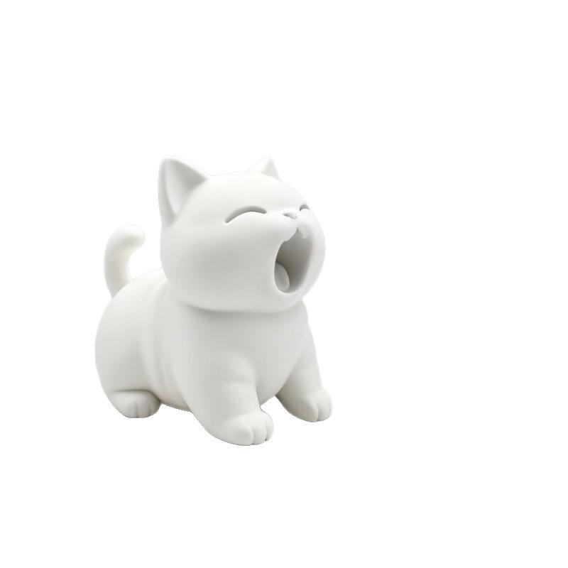 3D Printed Cute Yawning Cat Desktop Ornament Statue, Stress Relief Plush Pet Figurine, Adorable Home Decor Gift Idea