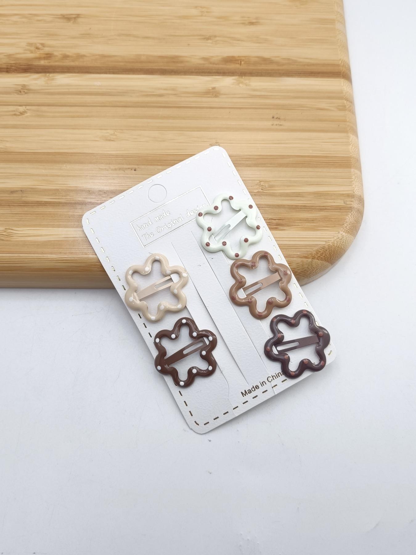 1 Pack of 5 Cute Floral Hair Clips, Small Metal Bb Clips, All Seasons Accessory, Perfect for Daily Use, Stylish and Practical