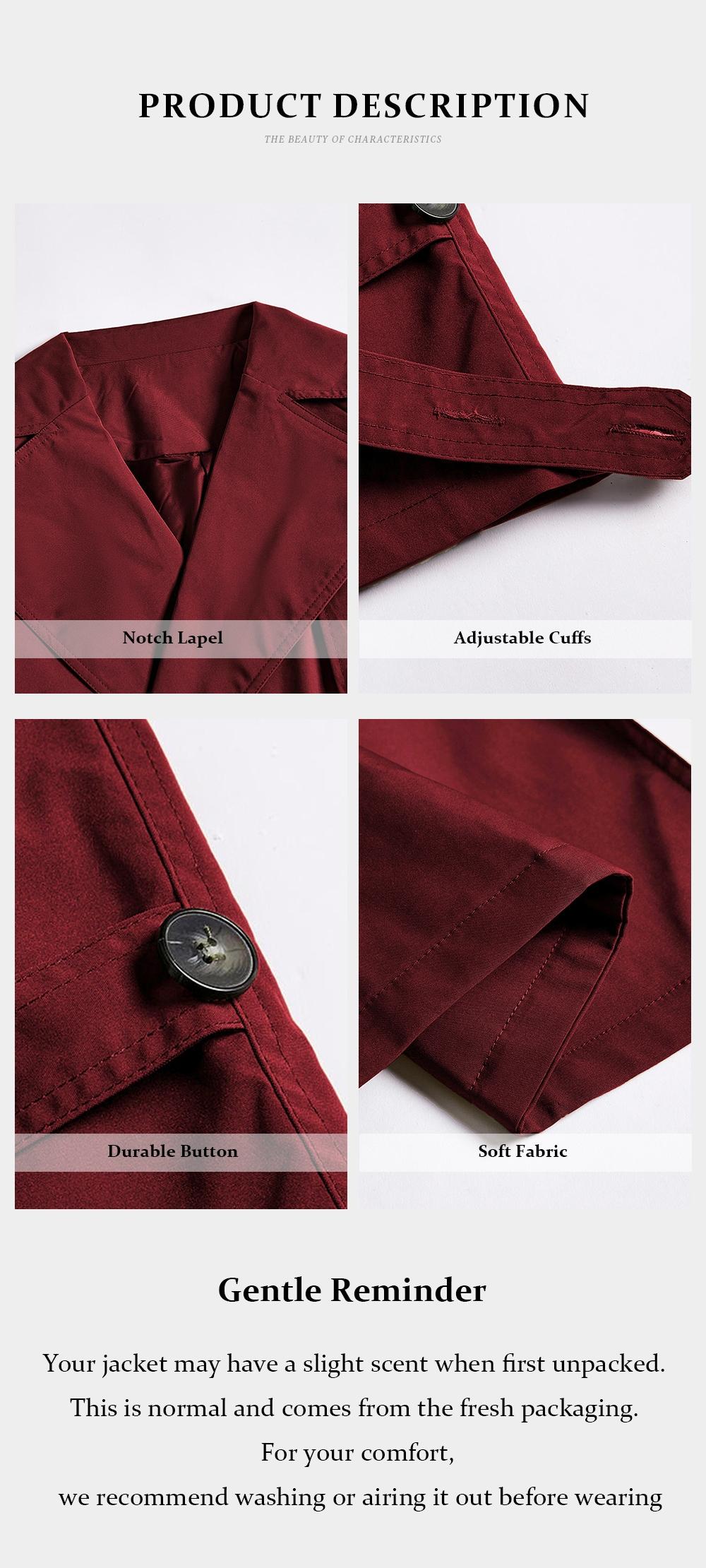 Trendy Lady Solid Color Lapel Double Breasted Long Sleeve Trench Coat, Jackets