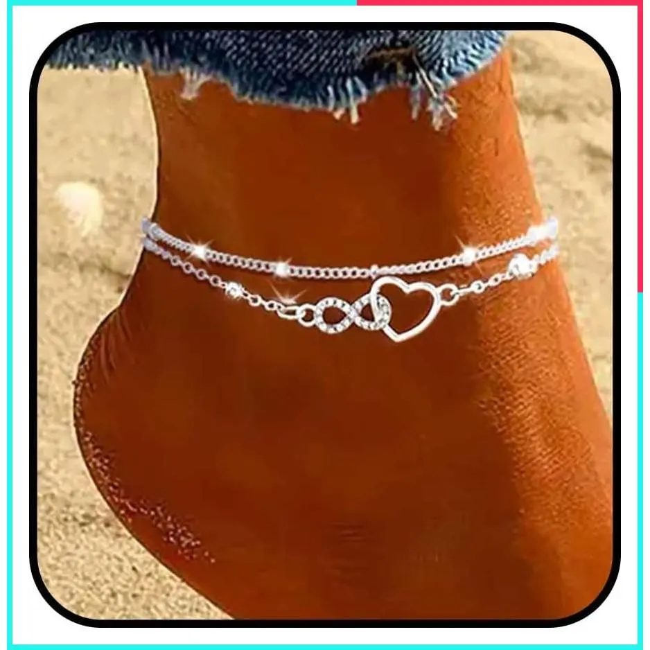 Dainty 14K Gold Plated 925 Sterling Silver Ankle Bracelets for Women, Shiny Waterproof Cross Anklet Set, Beach Foot Jewelry Gifts