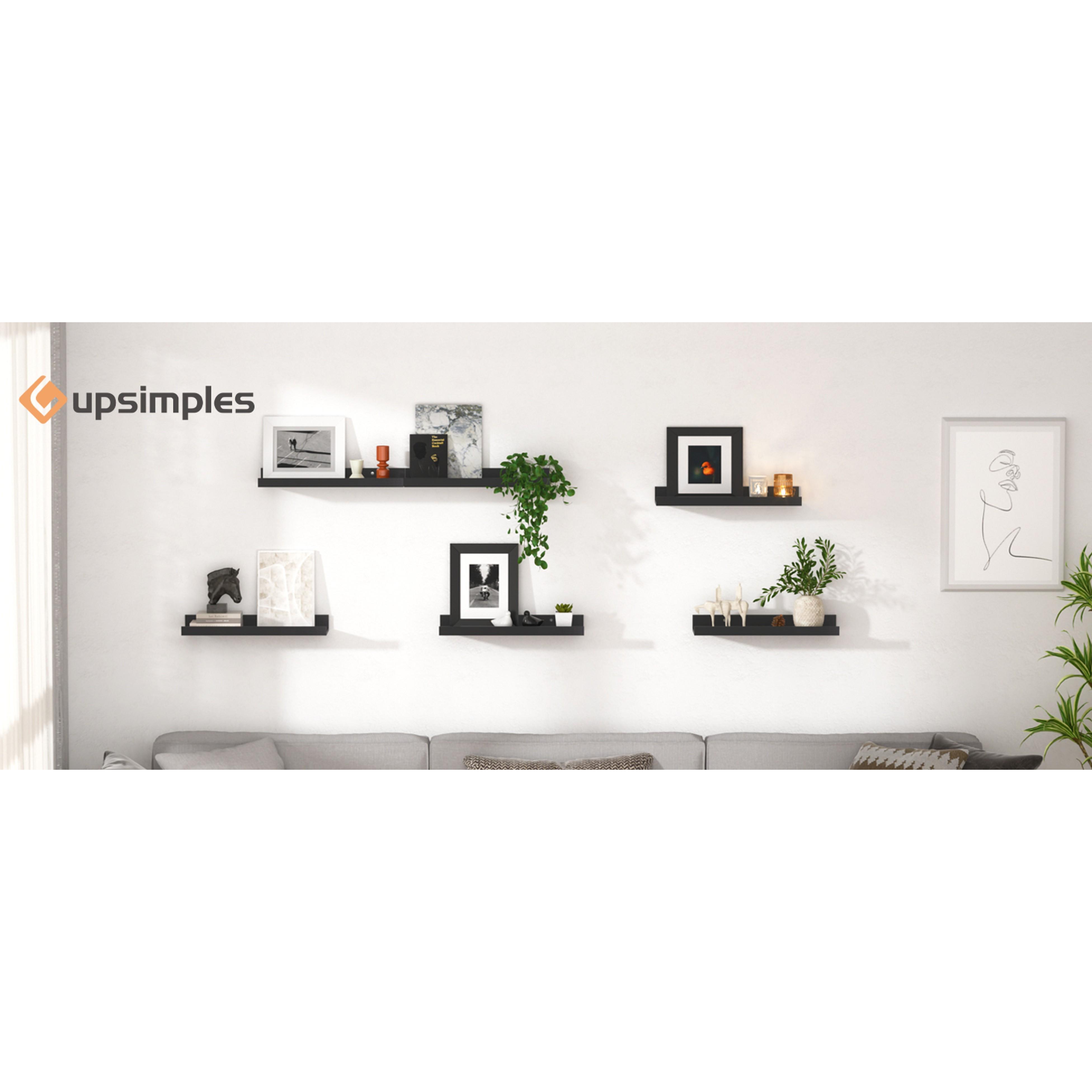 Floating Shelves for Wall, Wall Shelves for Decor Storage Set of 6, Wall Mounted Wood Shelf for Bedroom, Living Room, Bathroom, Kitchen, Picture Ledge Shelf, White