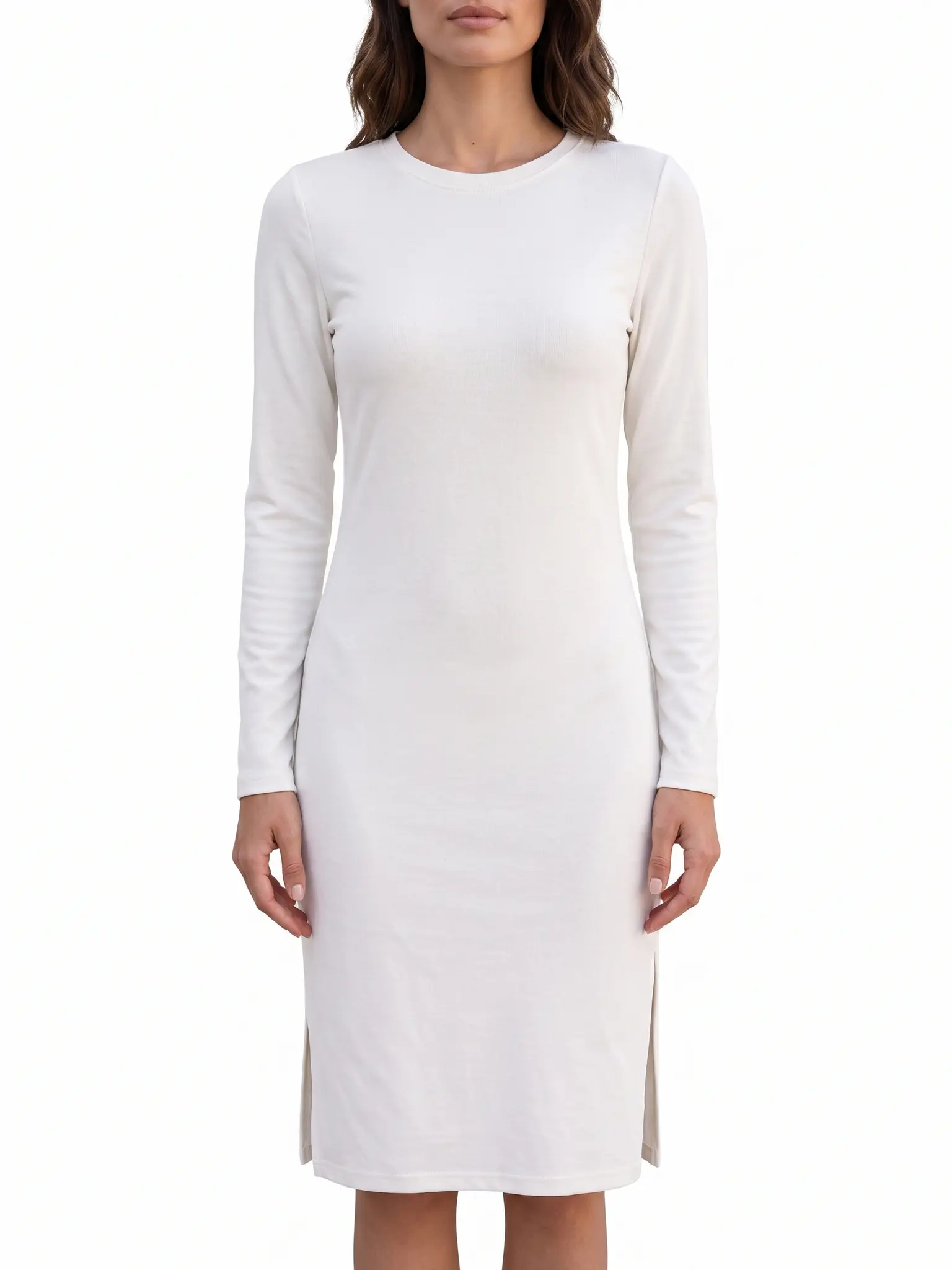 Women's Fitted Knee-Length Dress with Side Slit for Brunch and Daily Wear