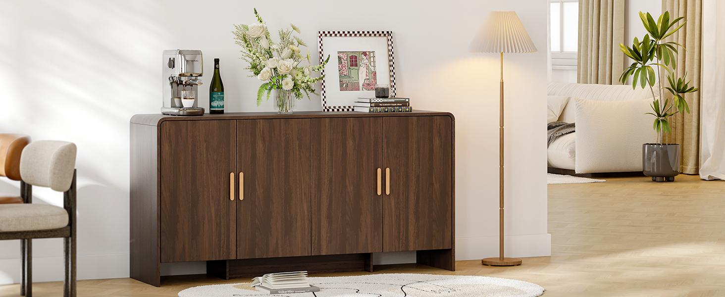 【SPOTLIGHT DAY】ONBRILL Gorgeous 31.5"/60" Buffet Cabinet Sideboard with Storage, Modern INS Coffee Bar Cabinet with Doors, Farmhouse Storage Cabinet with Adjustable Shelves for Living Room Kitchen Hallway,Bedroom Furniture,Christmas Gift