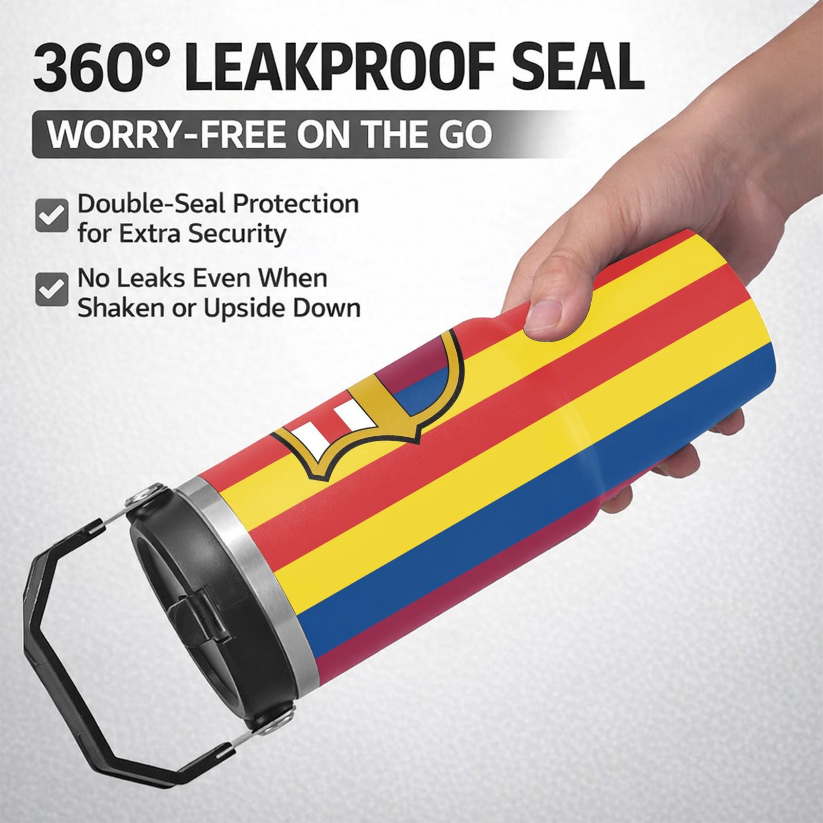 1 Pc Vacuum Cup 30oz Skinny Tumbler With Handle And Lid, Double Wall Thermal Mug, Leak Proof Insulated Mug, Keeps Hot 12 Hours Cold 24 Hours, Classic Stripe Fan Style Travel Mug For Coffee Tea, Gift For Men Women Sports Holiday Daily Use